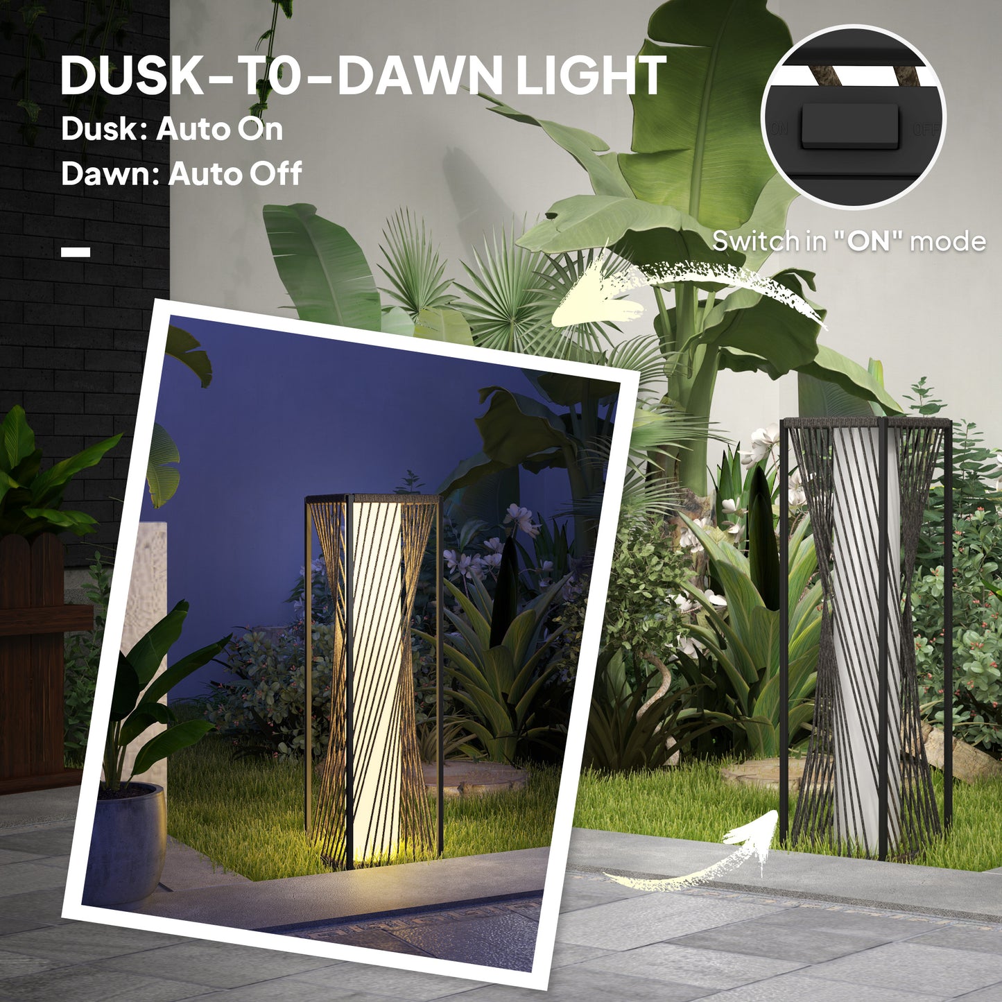 Garden Rattan Lamp, 77 cm Tall Solar Rattan Floor Lamp
