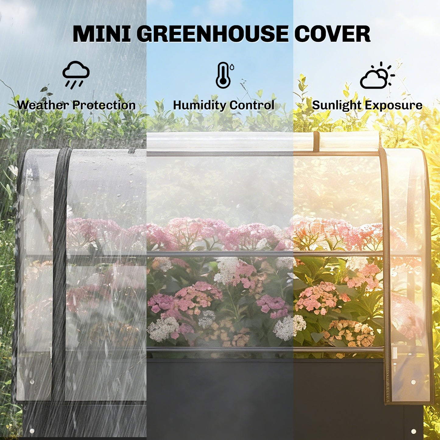 Raised Planter with Flip-Up Greenhouse Cover
