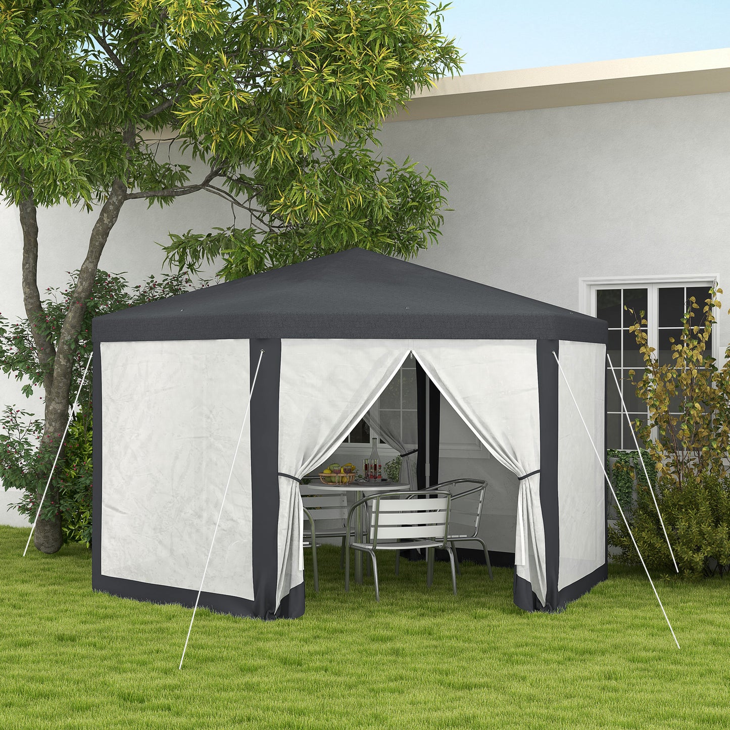 4M Hexagon Gazebo, Netting Party Tent