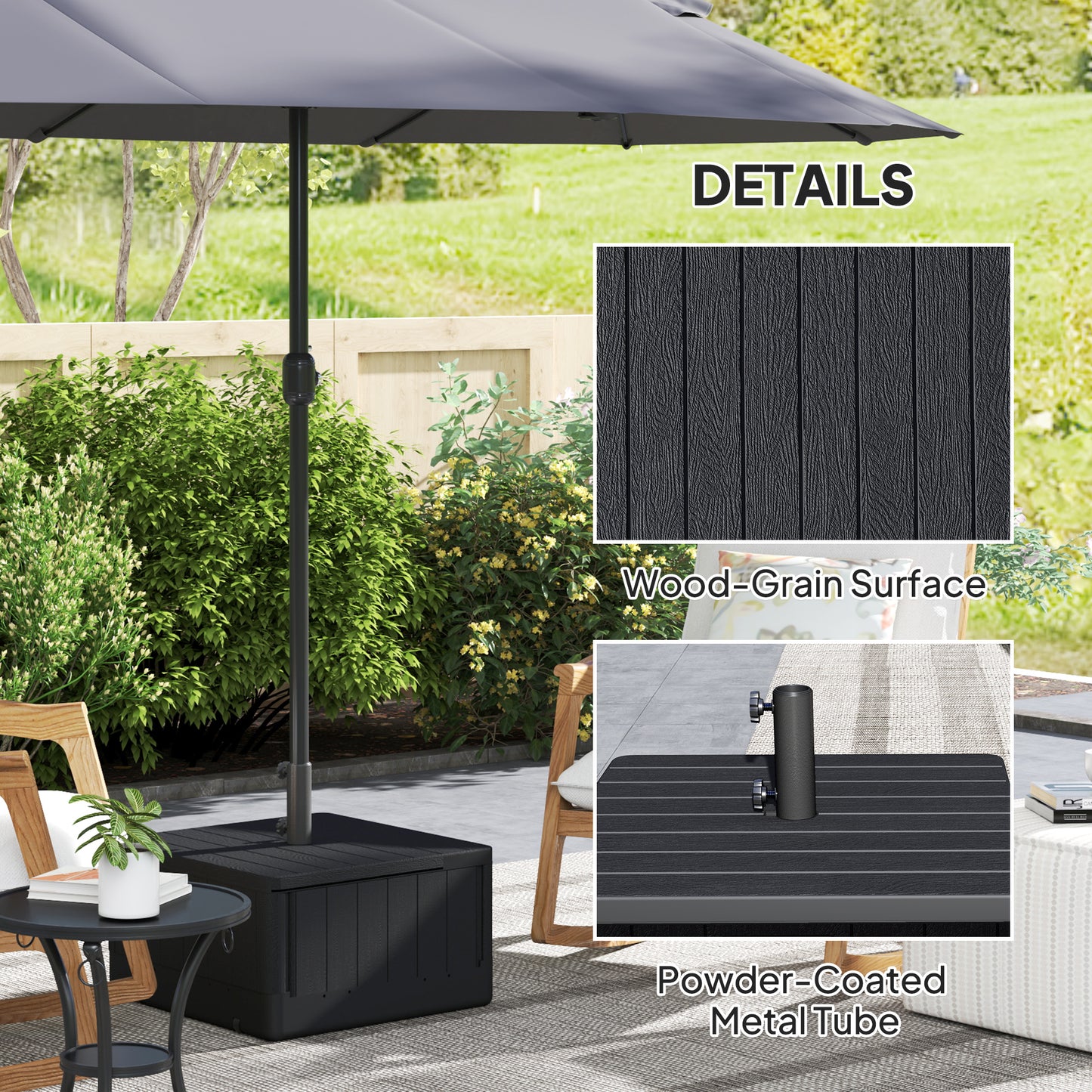 Garden Parasol Base Outdoor Umbrella Stand with Wheels Handles