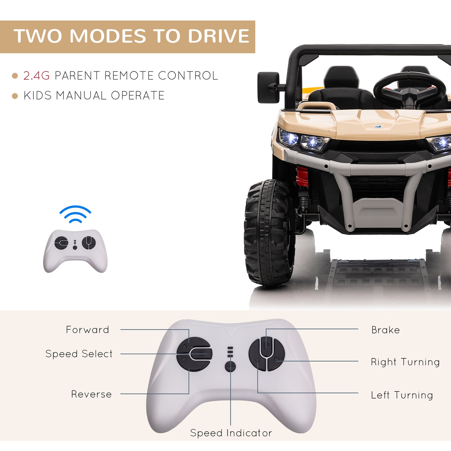 12V 2 Seater Kids Electric Ride-On Car with Electric Bucket