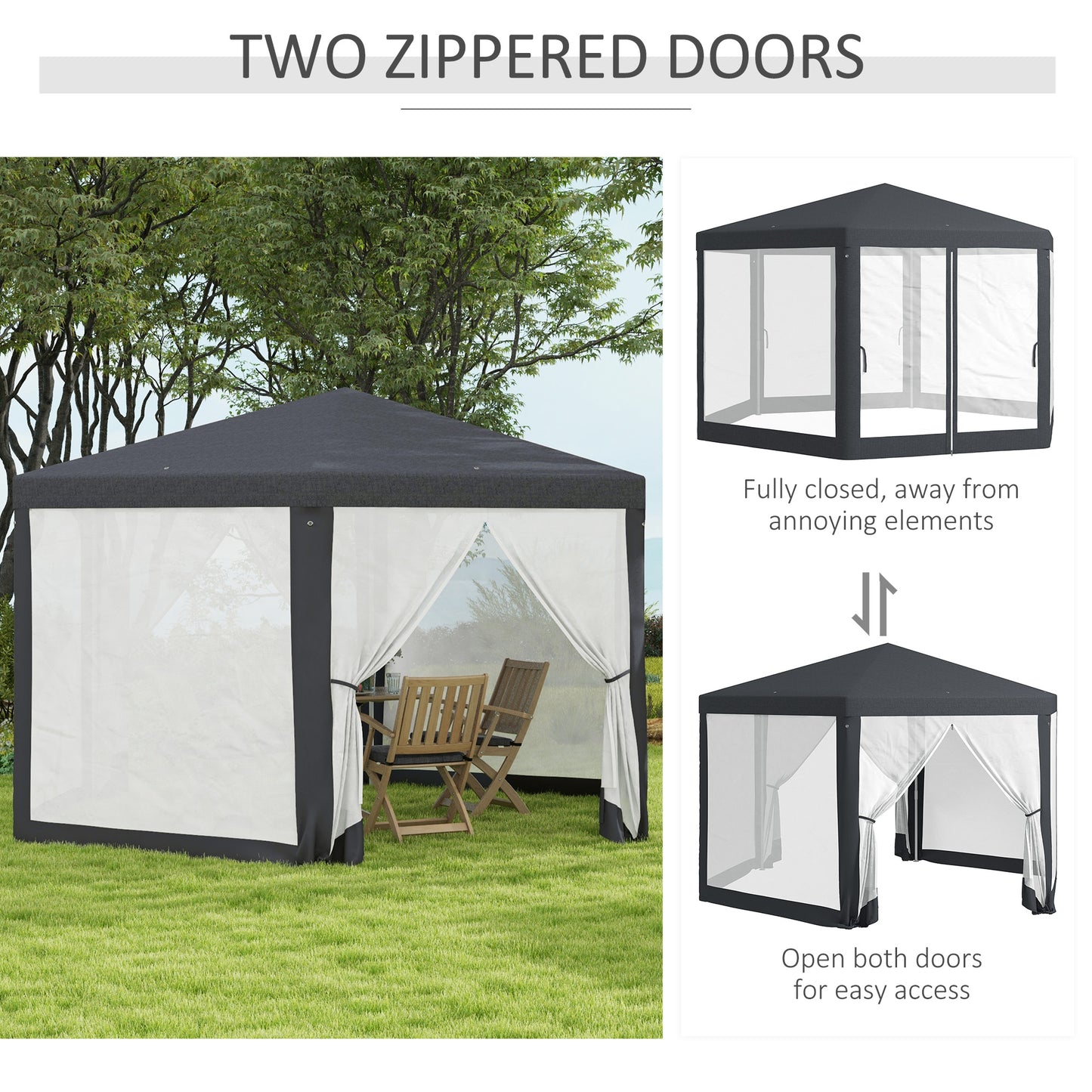 4M Hexagon Gazebo, Netting Party Tent