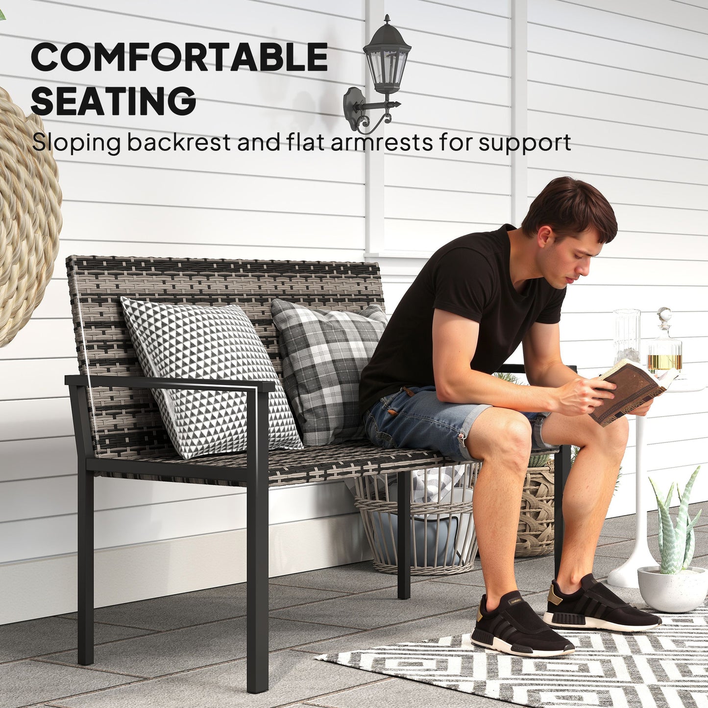 Two-Seater Rattan Bench