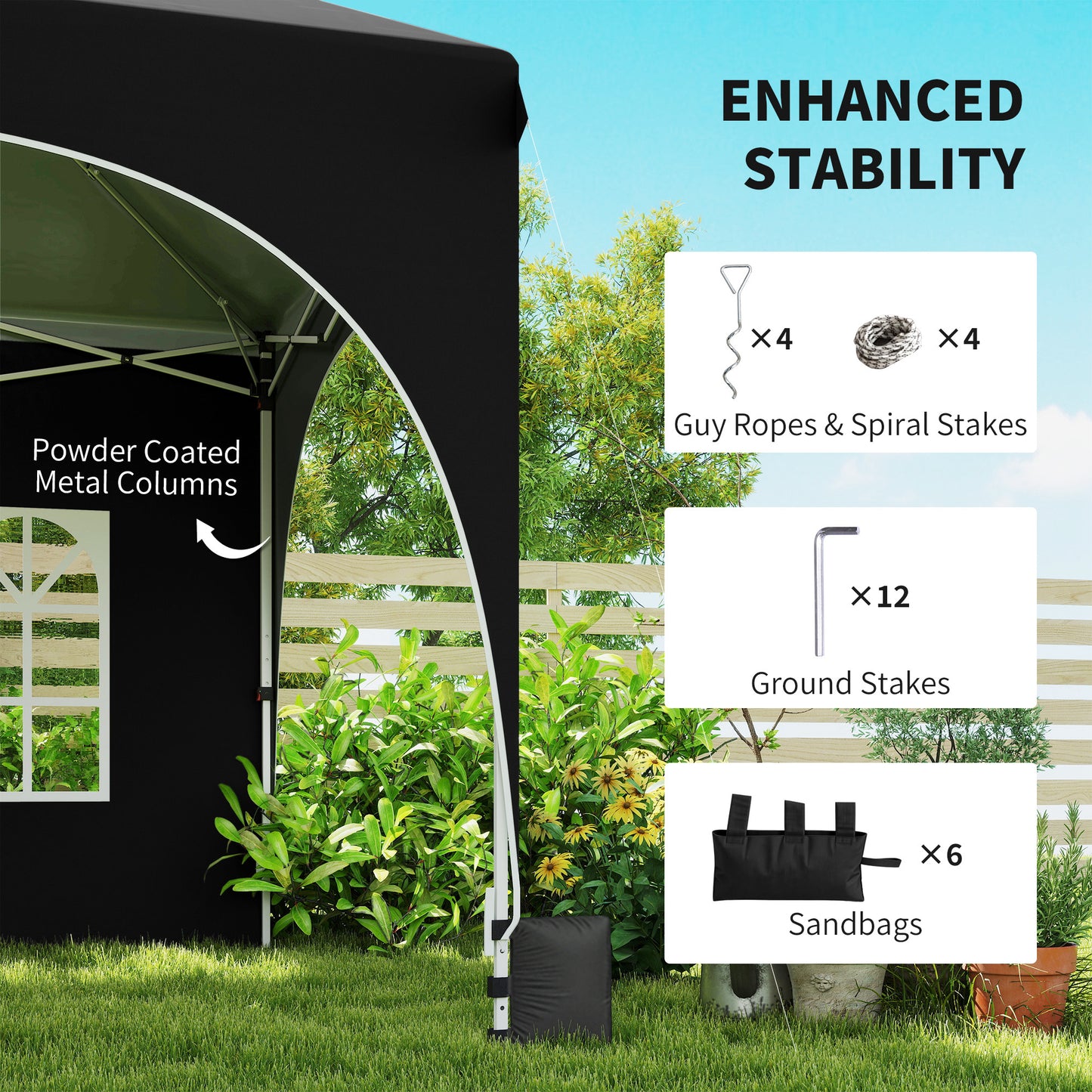 3 x 6m Pop Up Gazebo Shelter with Sides, 6 Sandbags