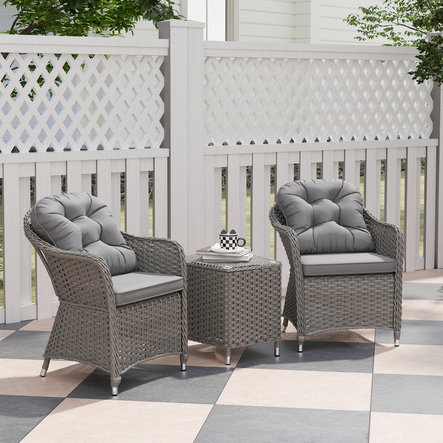 Three-Piece Super Padded Rattan Set