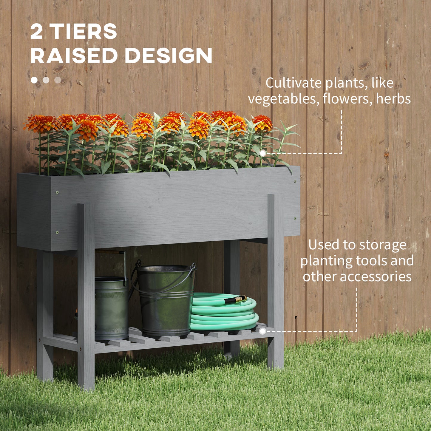 Wooden Two-Tier Raised Planter
