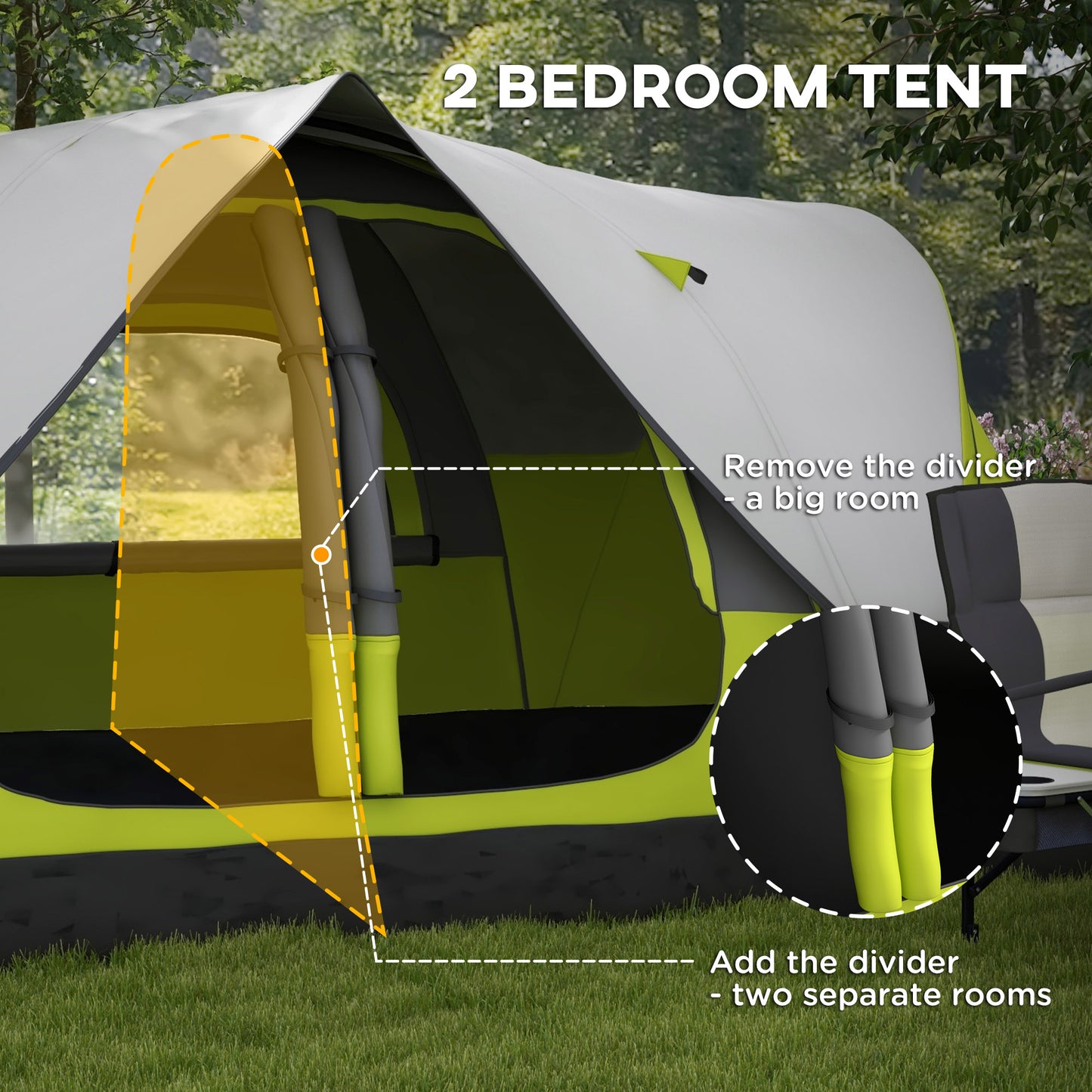 Camping Tent for 6-8 Man with 2000mm Waterproof Rainfly