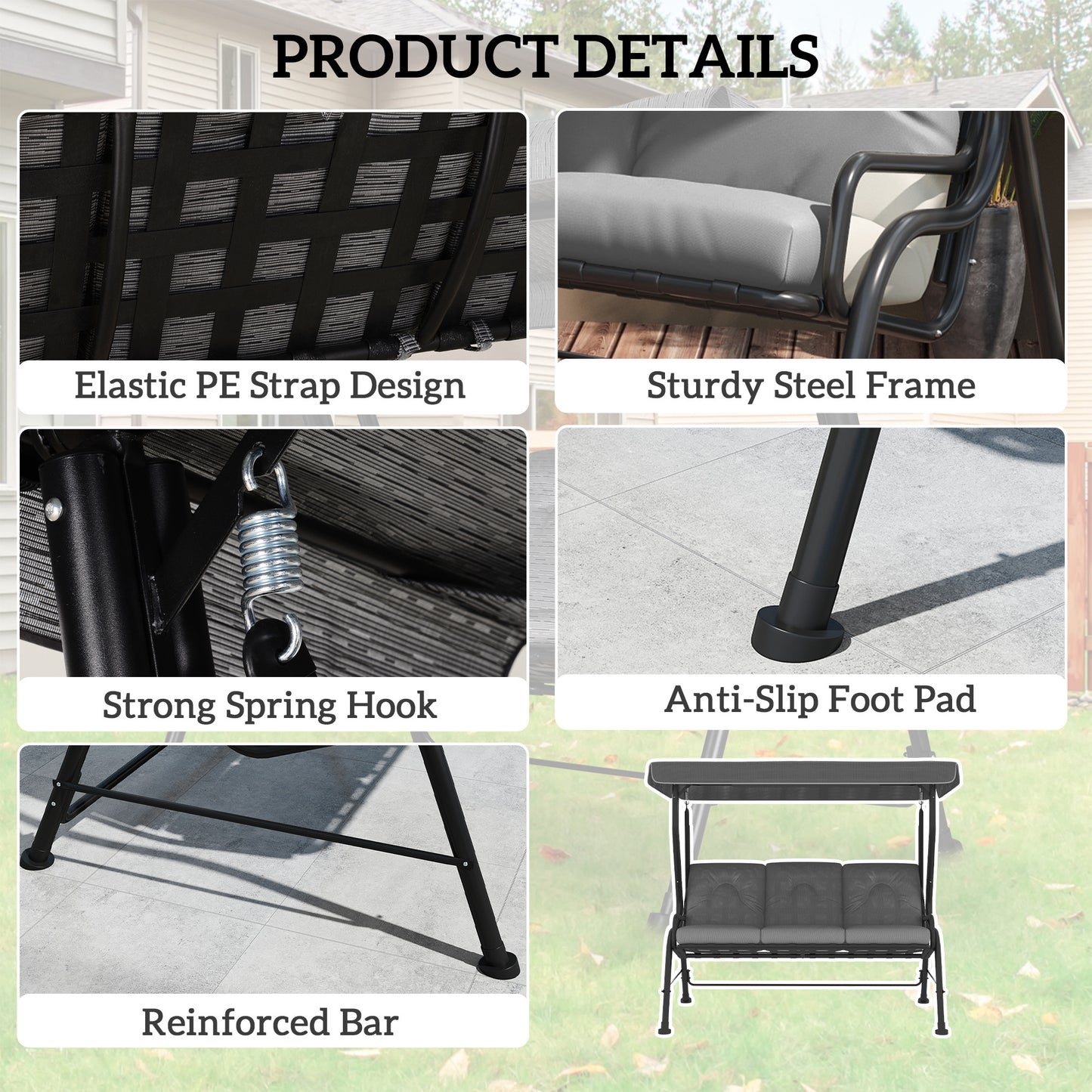 3-Seater Garden Swing Seat