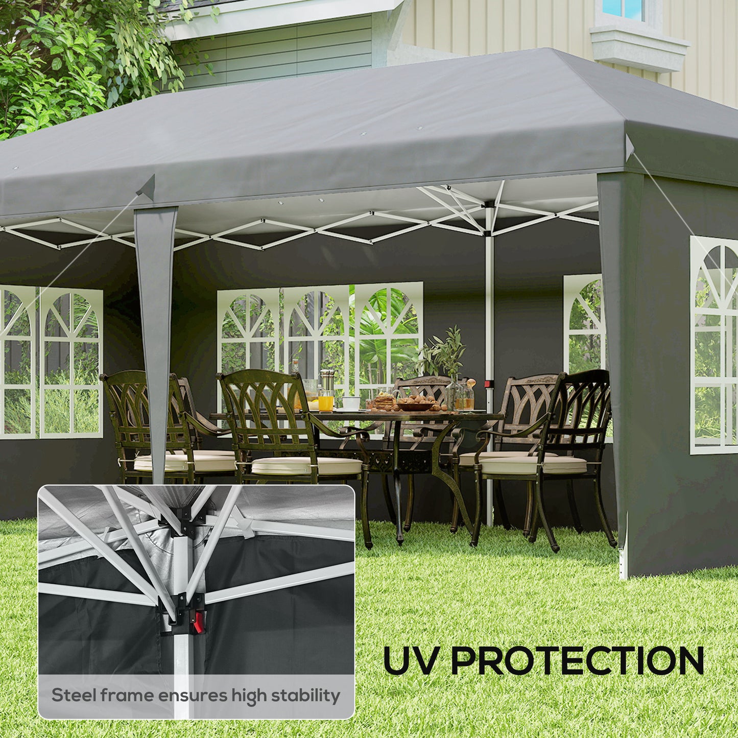 3 x 6m Pop-Up Gazebo, with Removable Walls