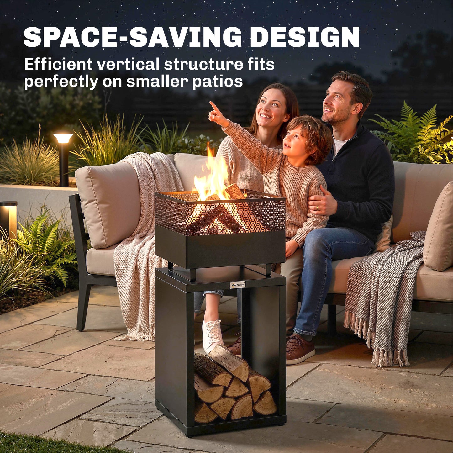 Outdoor Fire Pit with Wood Storage Wood Burning Firepit