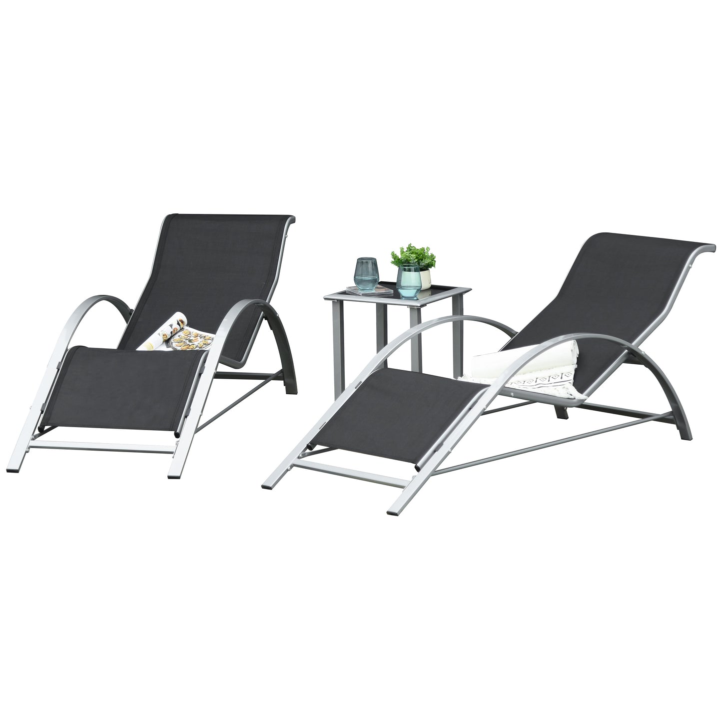Three-Piece Curved Sun Lounger Set