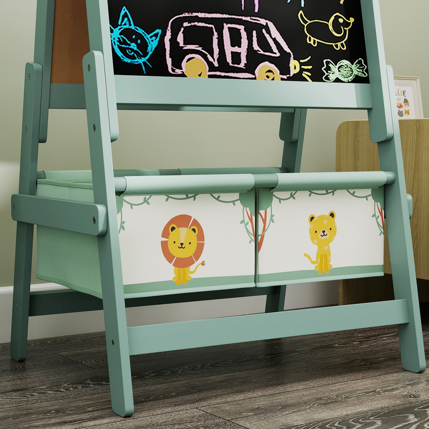 Art Easel for Kids, Double-Sided Whiteboard/Blackboard