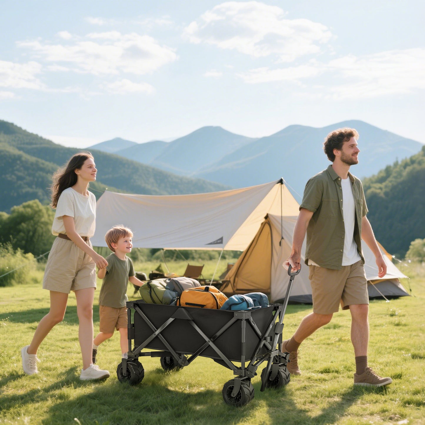 Outdoor Folding Garden Trolley on Wheels