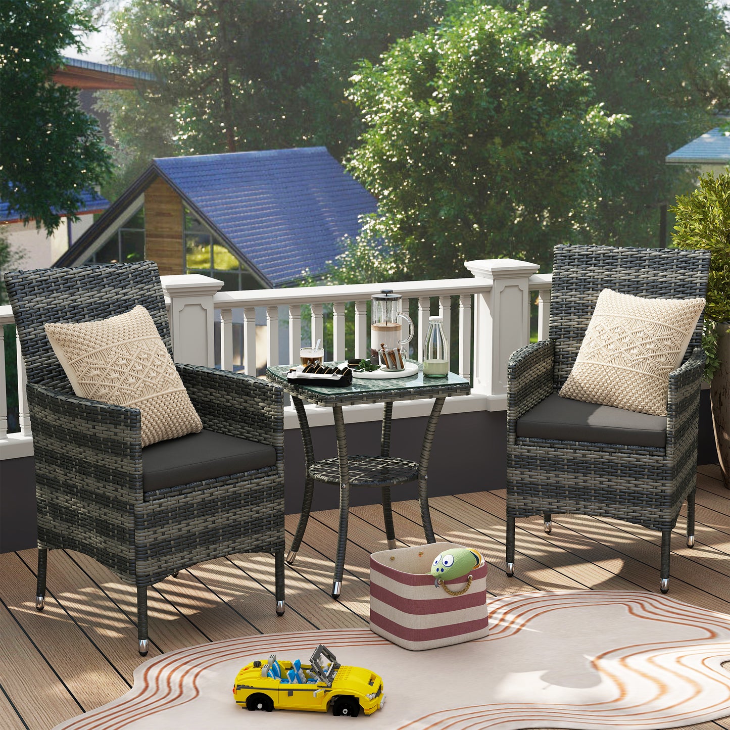 3 Pieces Rattan Bistro Set (3)