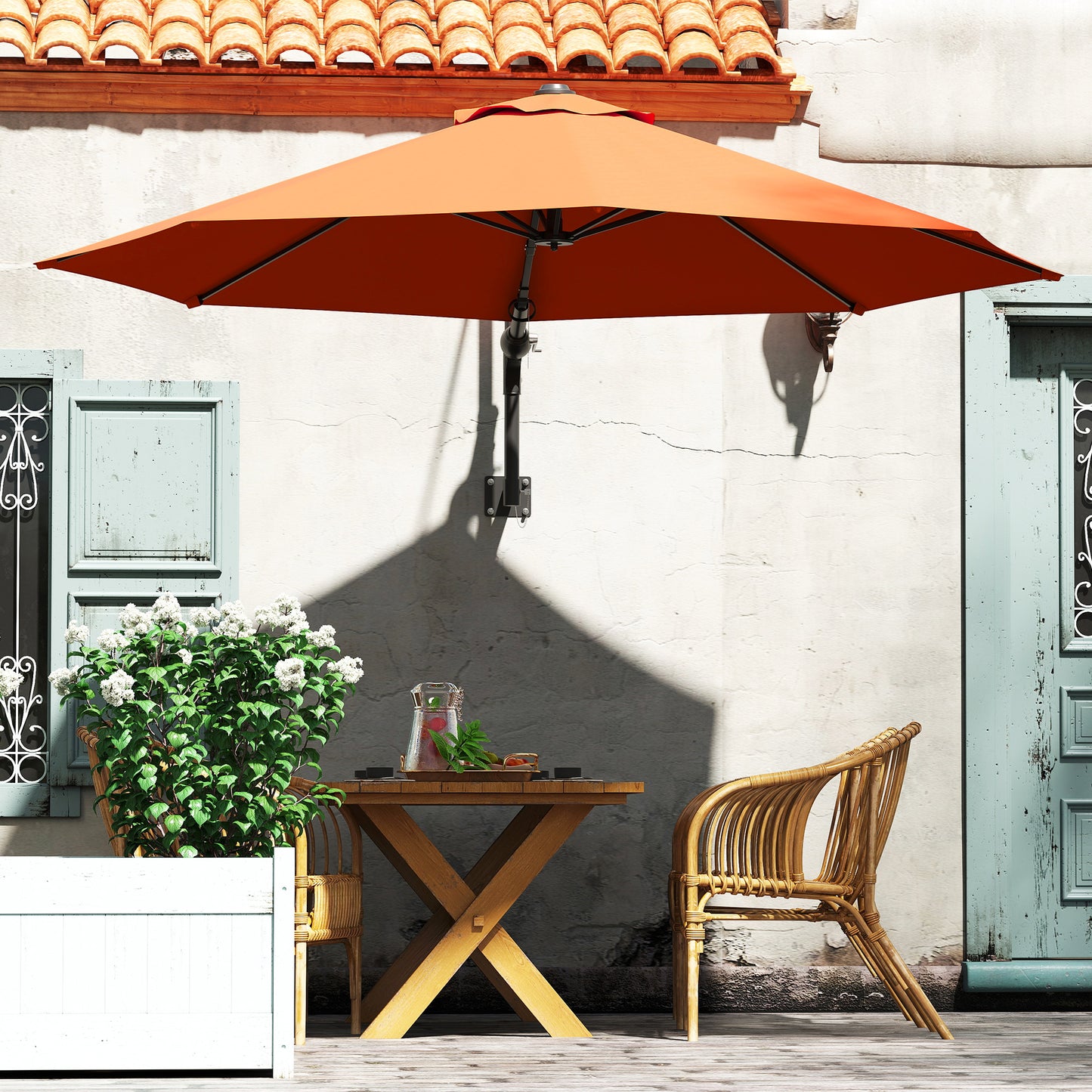 3(m) Wall-Mounted Parasol Shade, with Handle