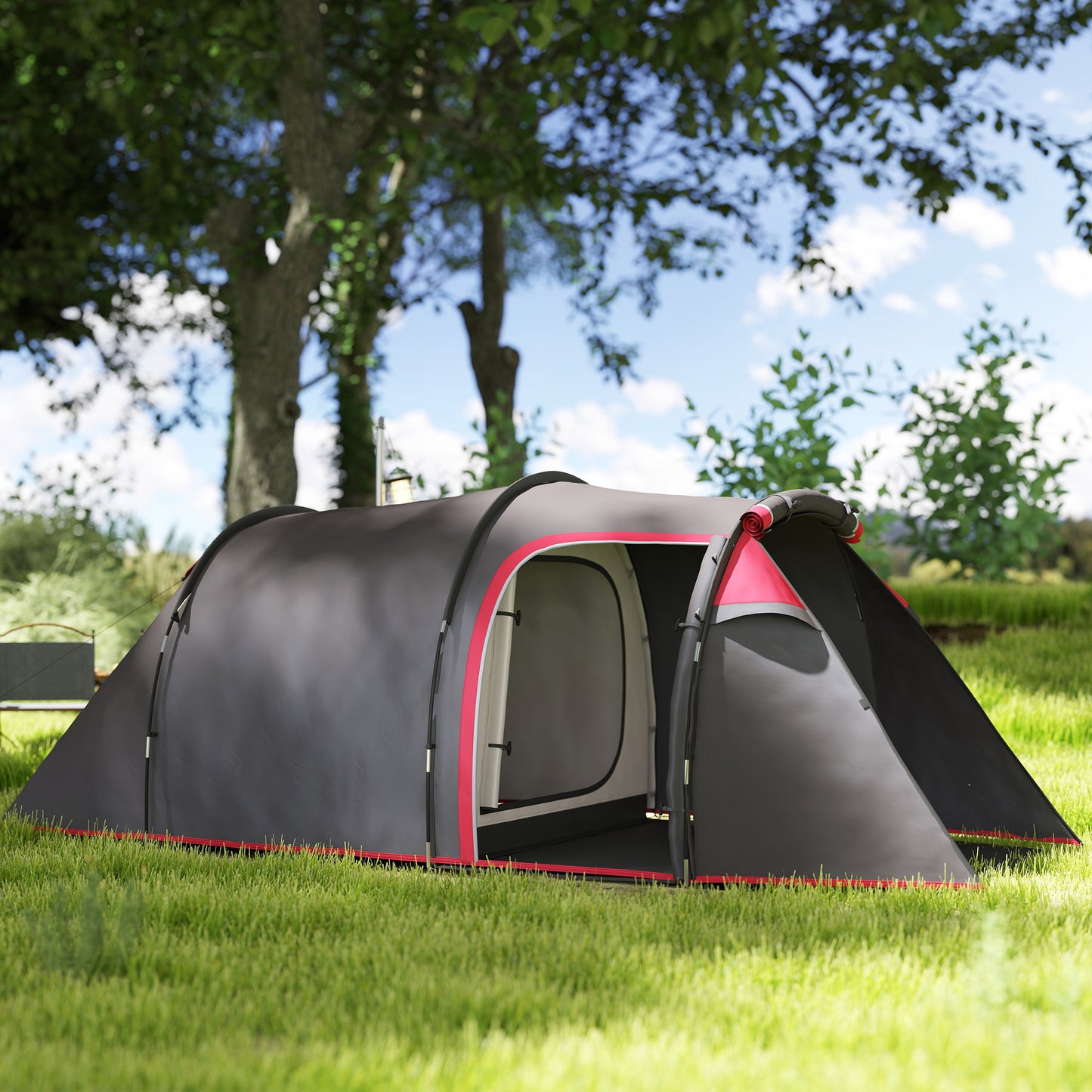 2-3 Person Tunnel Tent with Sewn-in Groundsheet, Air Vents, Rainfly