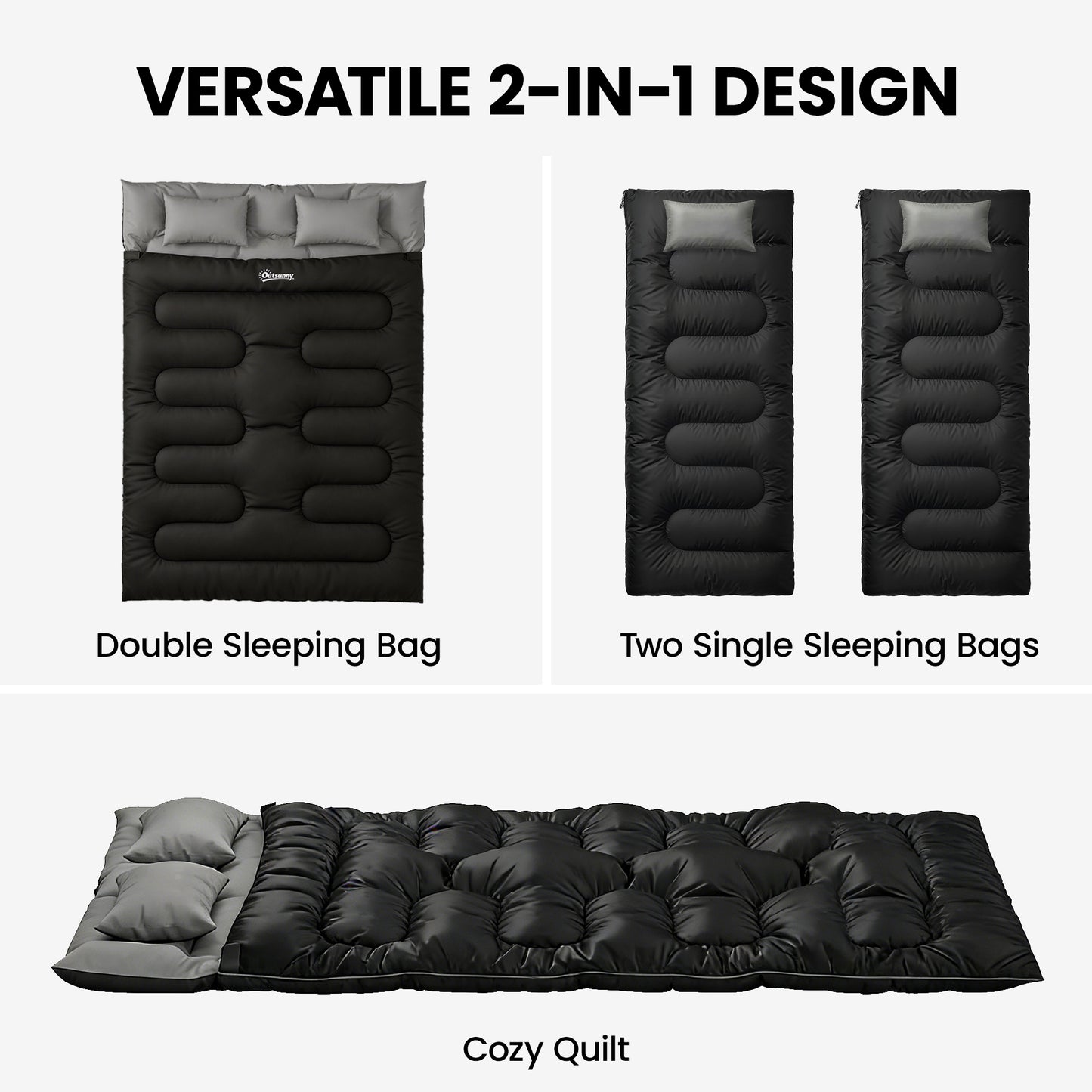 Double Sleeping Bag with 2 Pillows