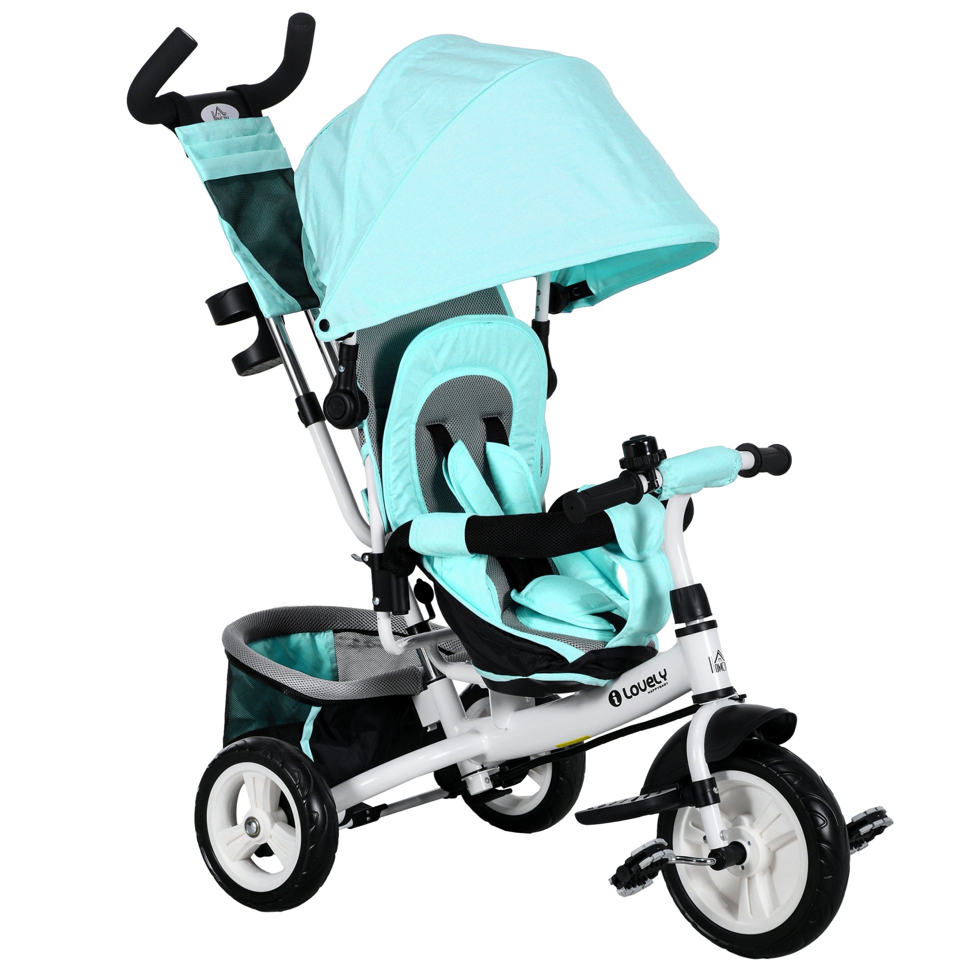 6 in 1 Kids Trike with Parent Handle, Canopy, 5-point Seat Belt (1)