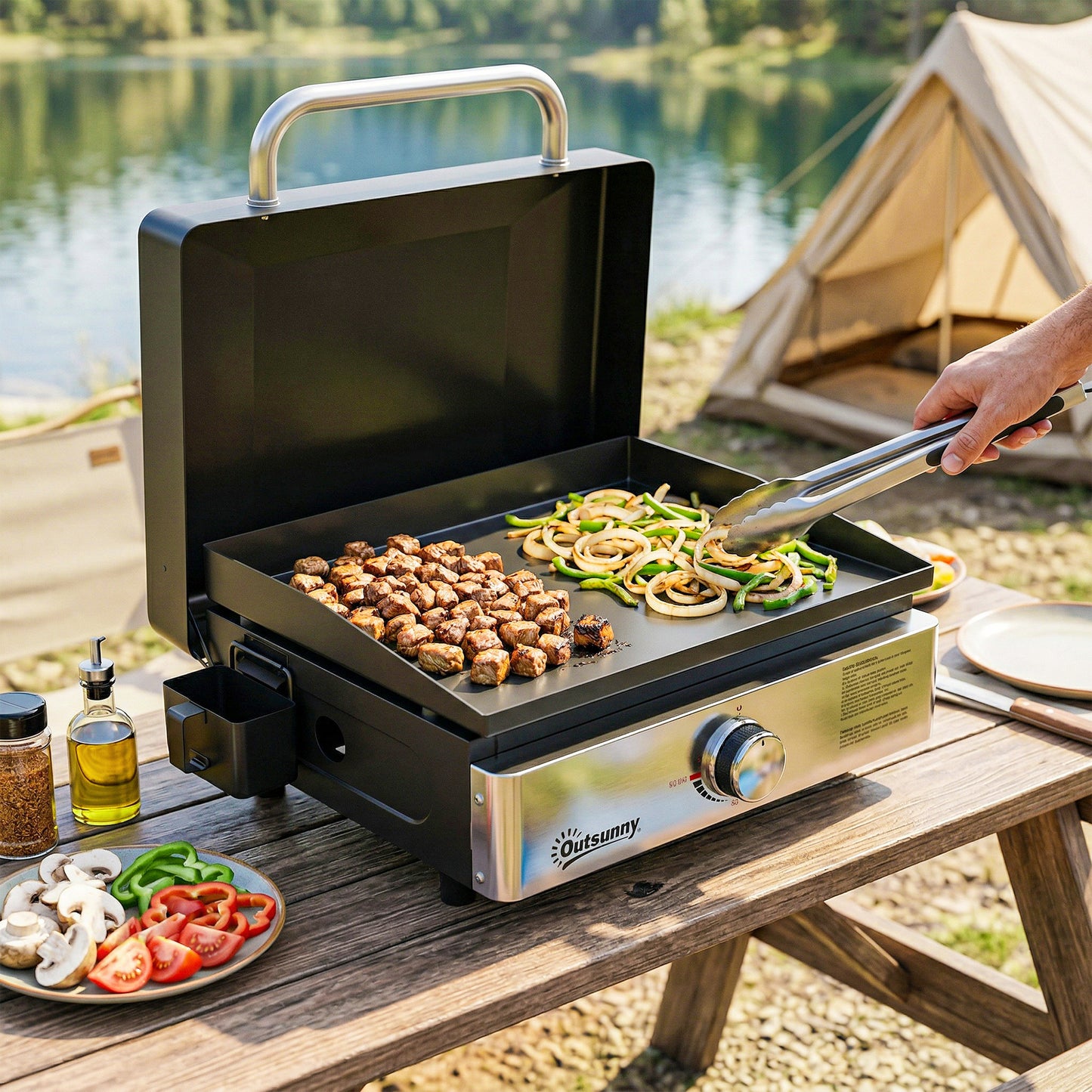 Grill Griddle, Portable Gas Plancha, 3.5 kW