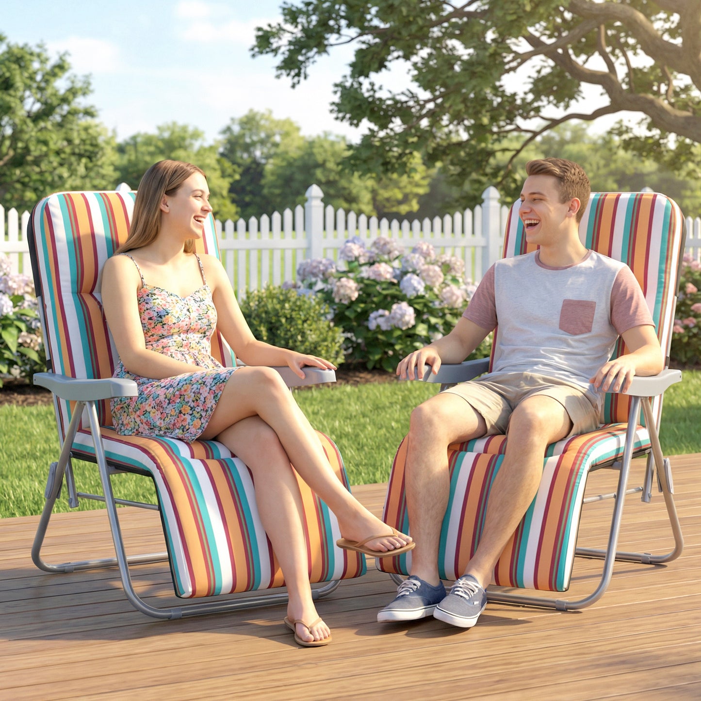 Set of 2 Foldable Patio Sun Lounger with Adjustable Backrest (1)