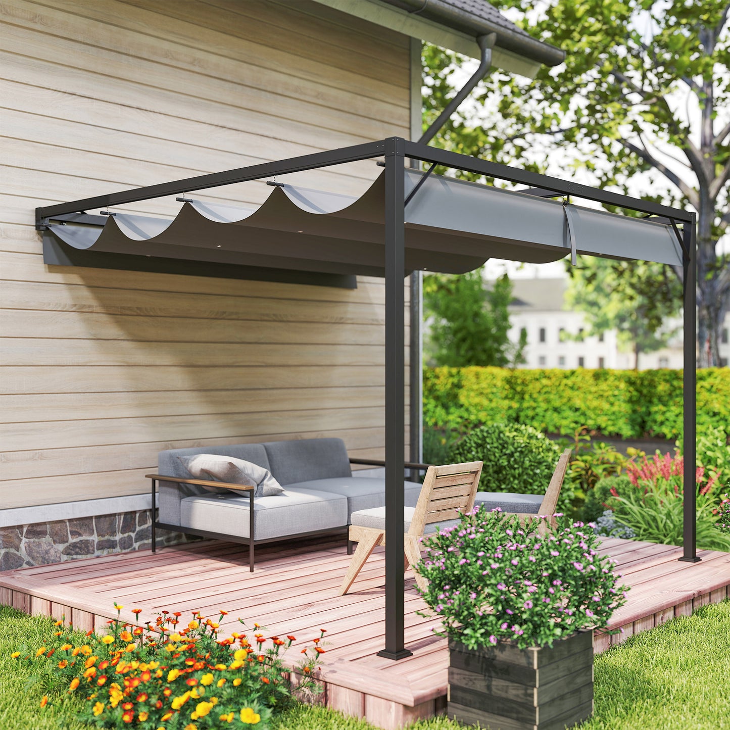 3 x 3 m Pergola, with Sliding Canopy