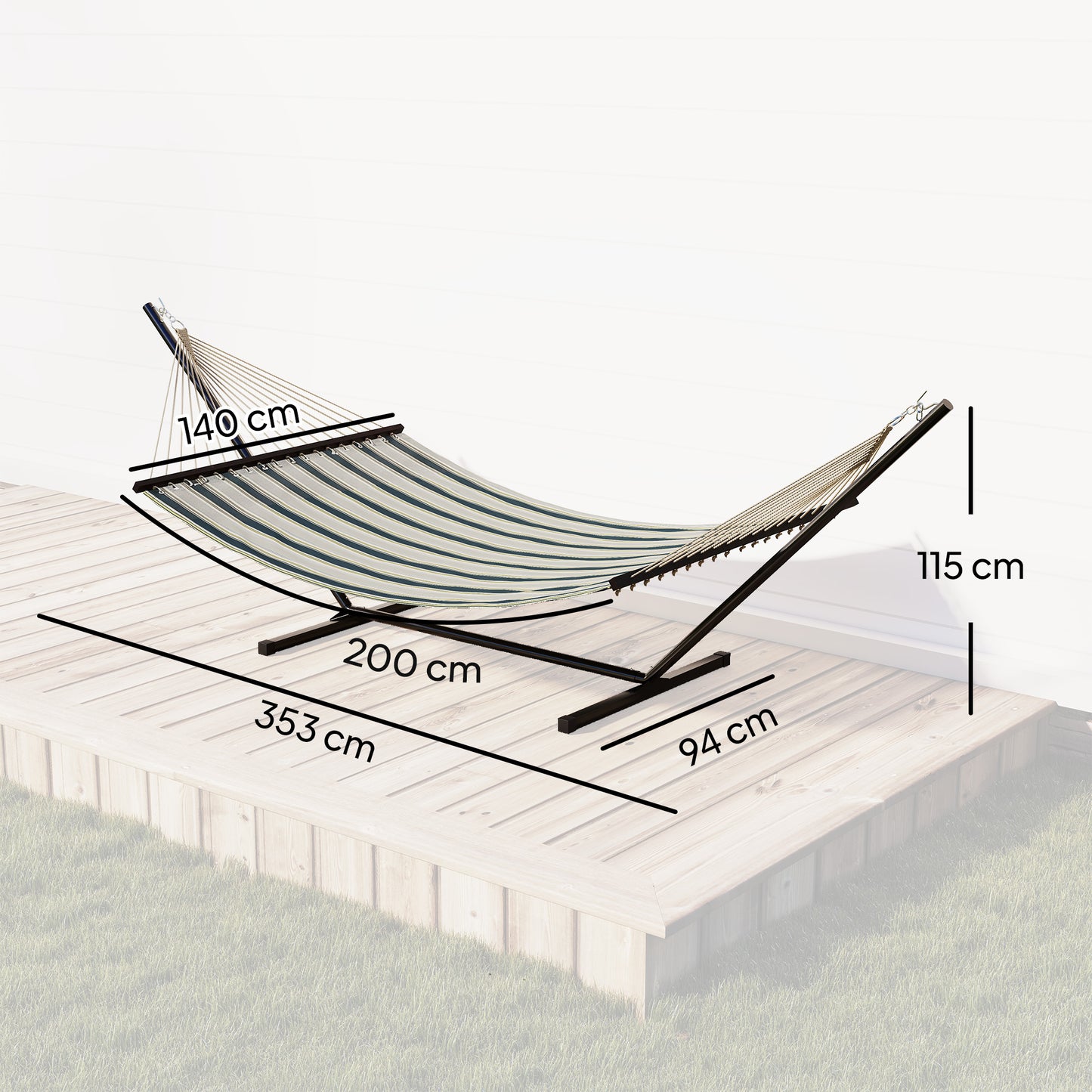 Outdoor Hammock with Stand Detachable Pillow Striped Swing Steel