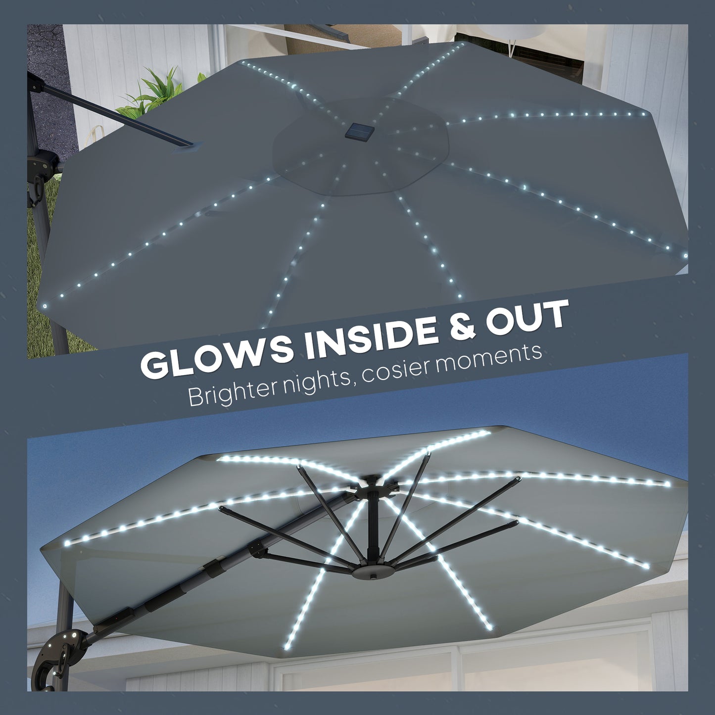 3(m) Cantilever Garden Parasol with Solar Powered Lights