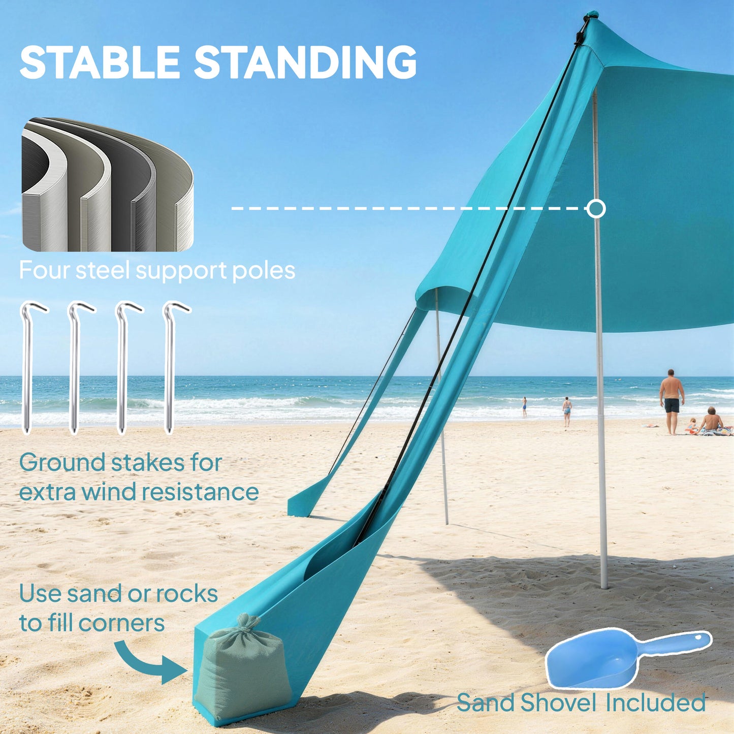 Beach Tent Event Shelter with Detachable Sidewall and Carry Bag
