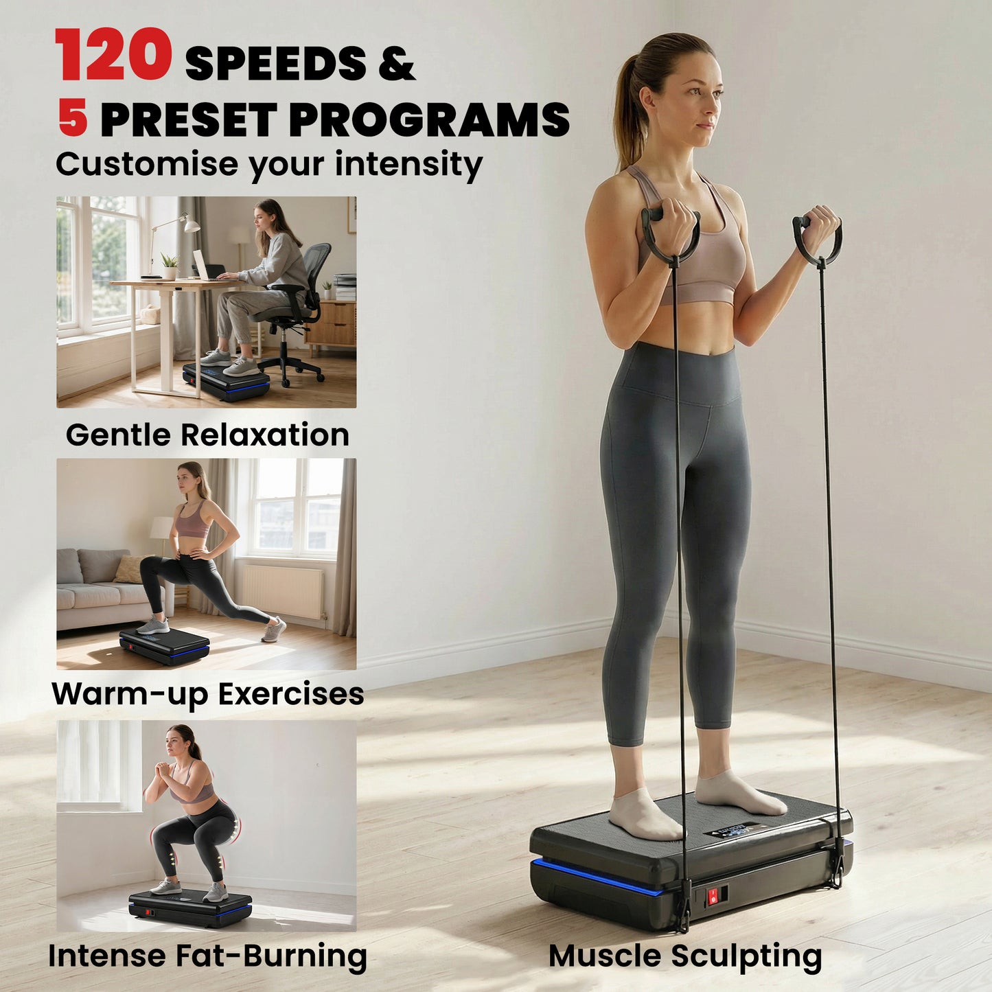 Vibration Plate Exercise Machine with 120 Speed Levels, 5 Programs (1)