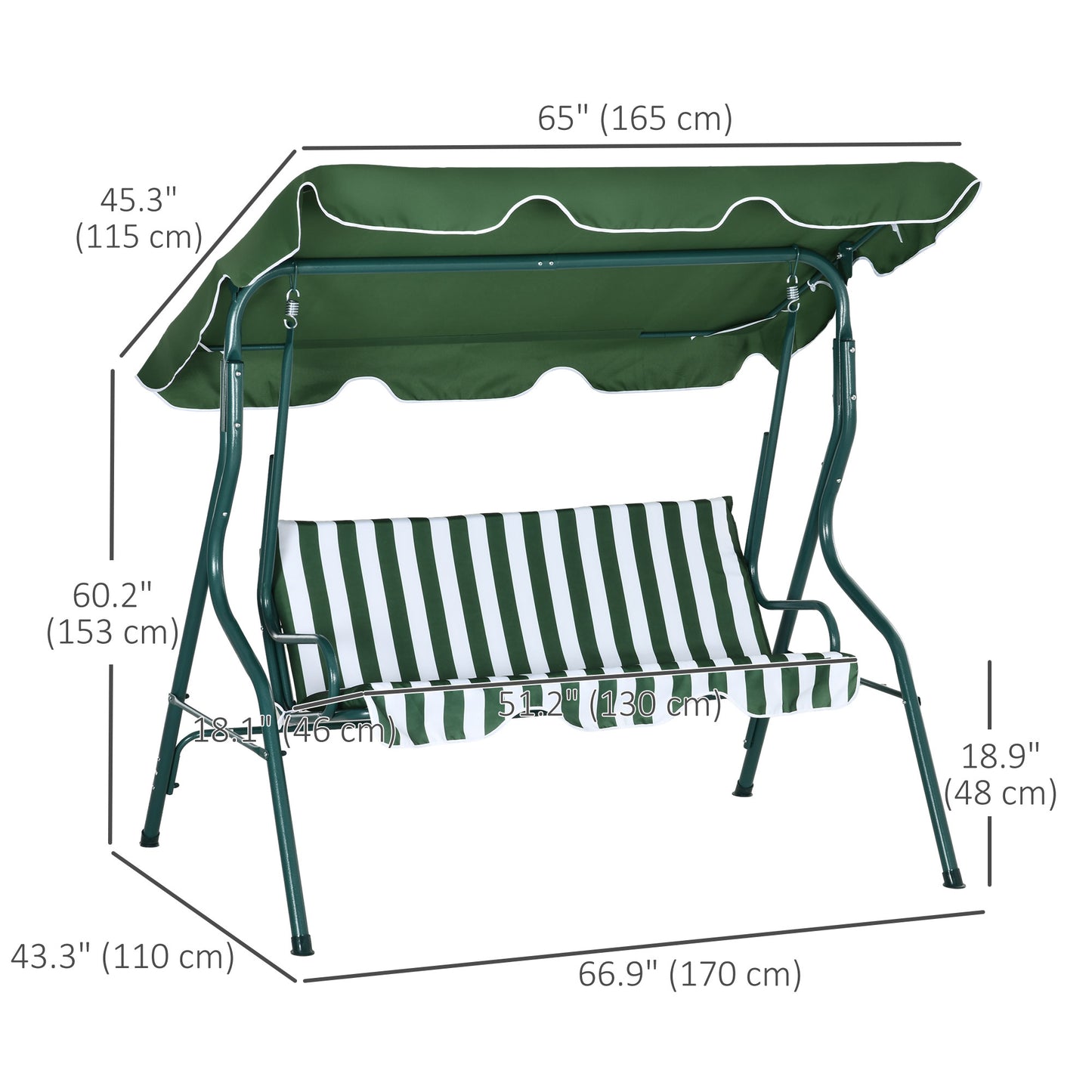 3 Seater Garden Swing Seat Chair Outdoor Bench (1)