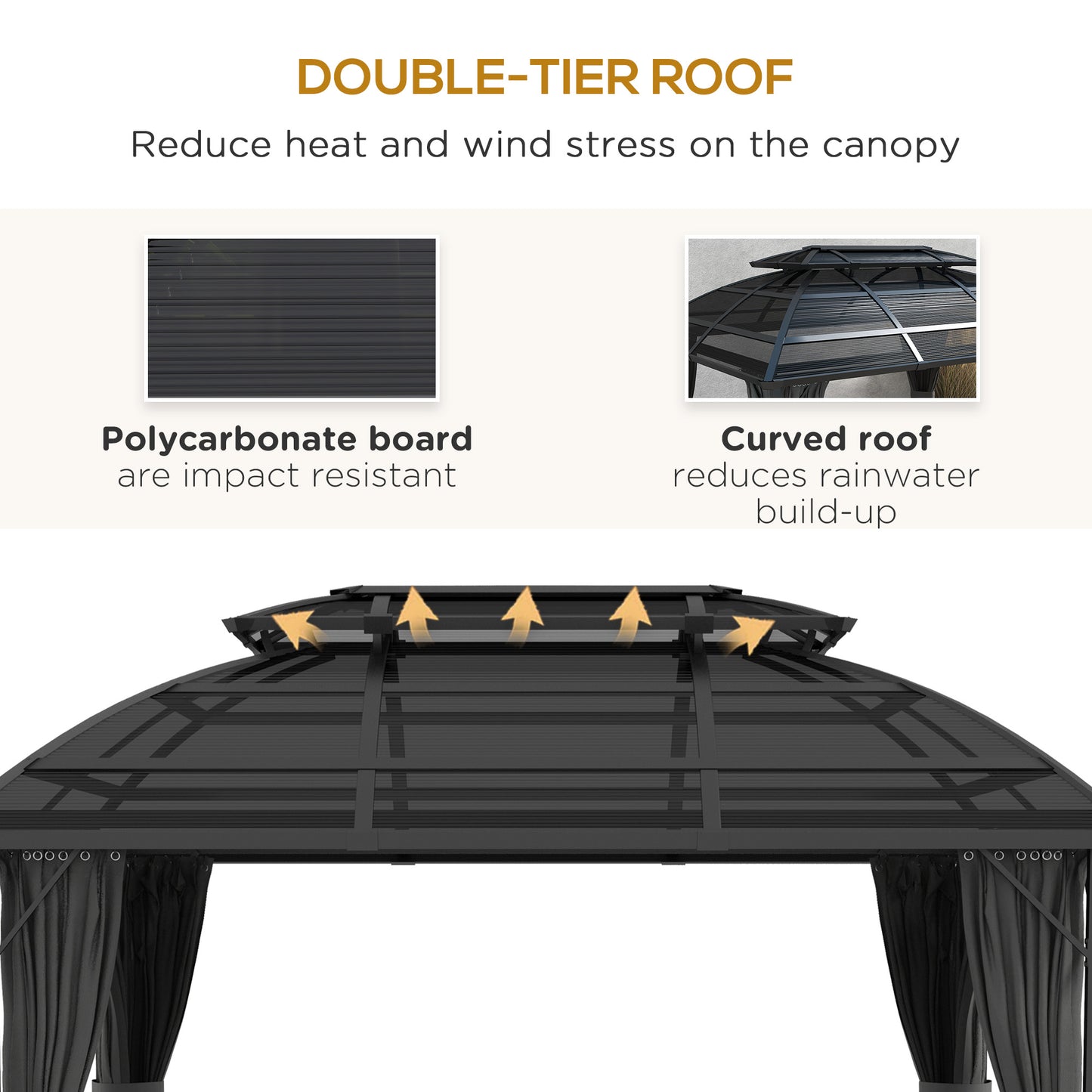 4 x 3m Aluminium Frame Hard Gazebo, with Accessories