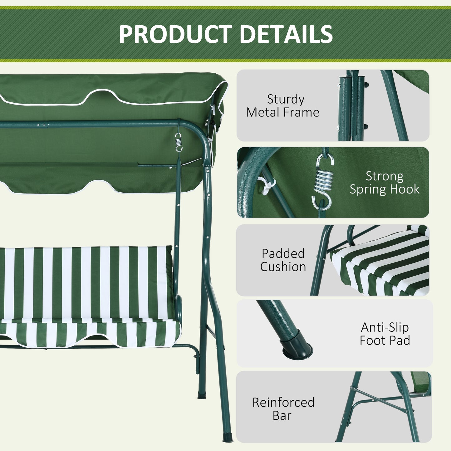 3 Seater Garden Swing Seat Chair Outdoor Bench (1)