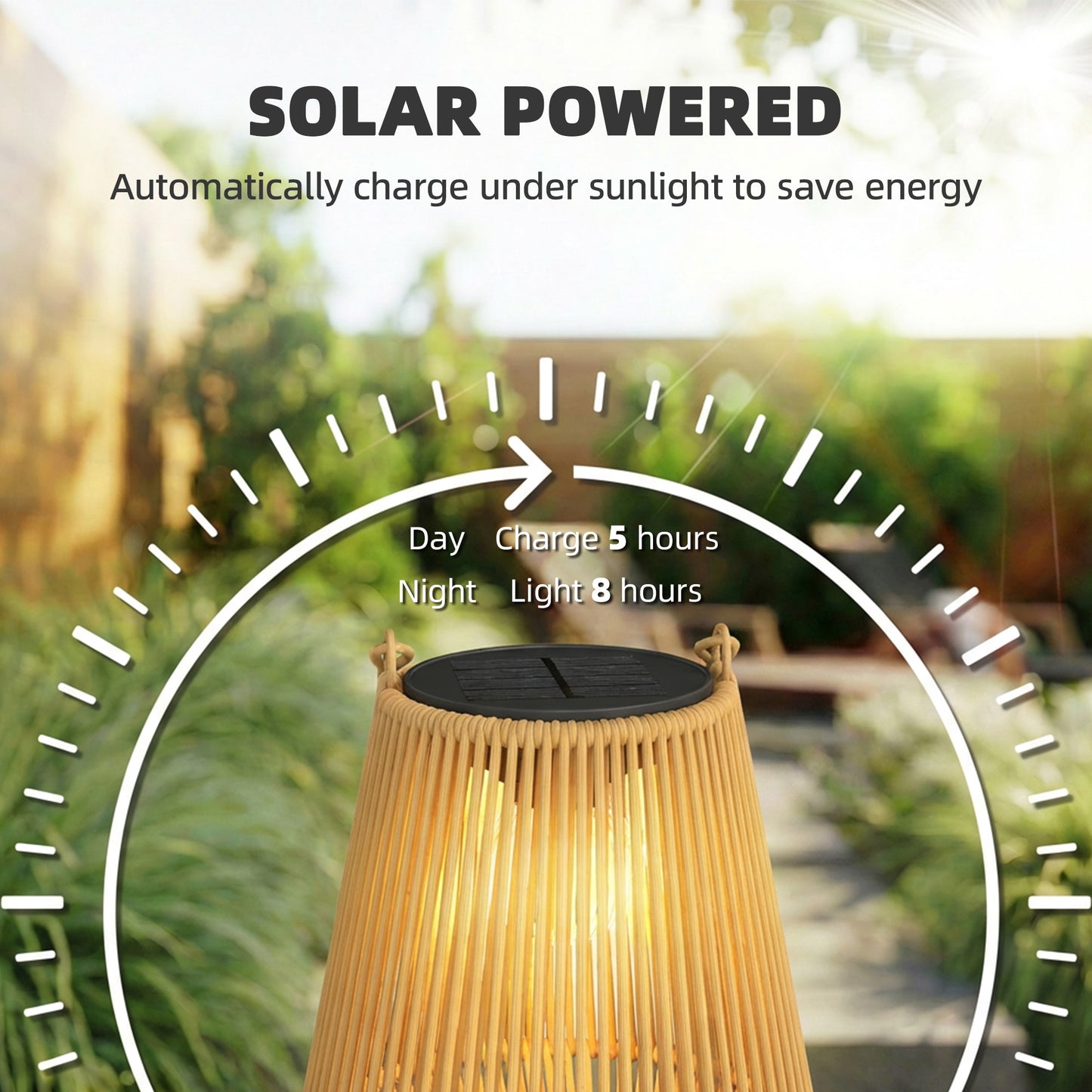 Hanging Solar Lanterns, 2 Pack Rattan Solar Lights with Handle