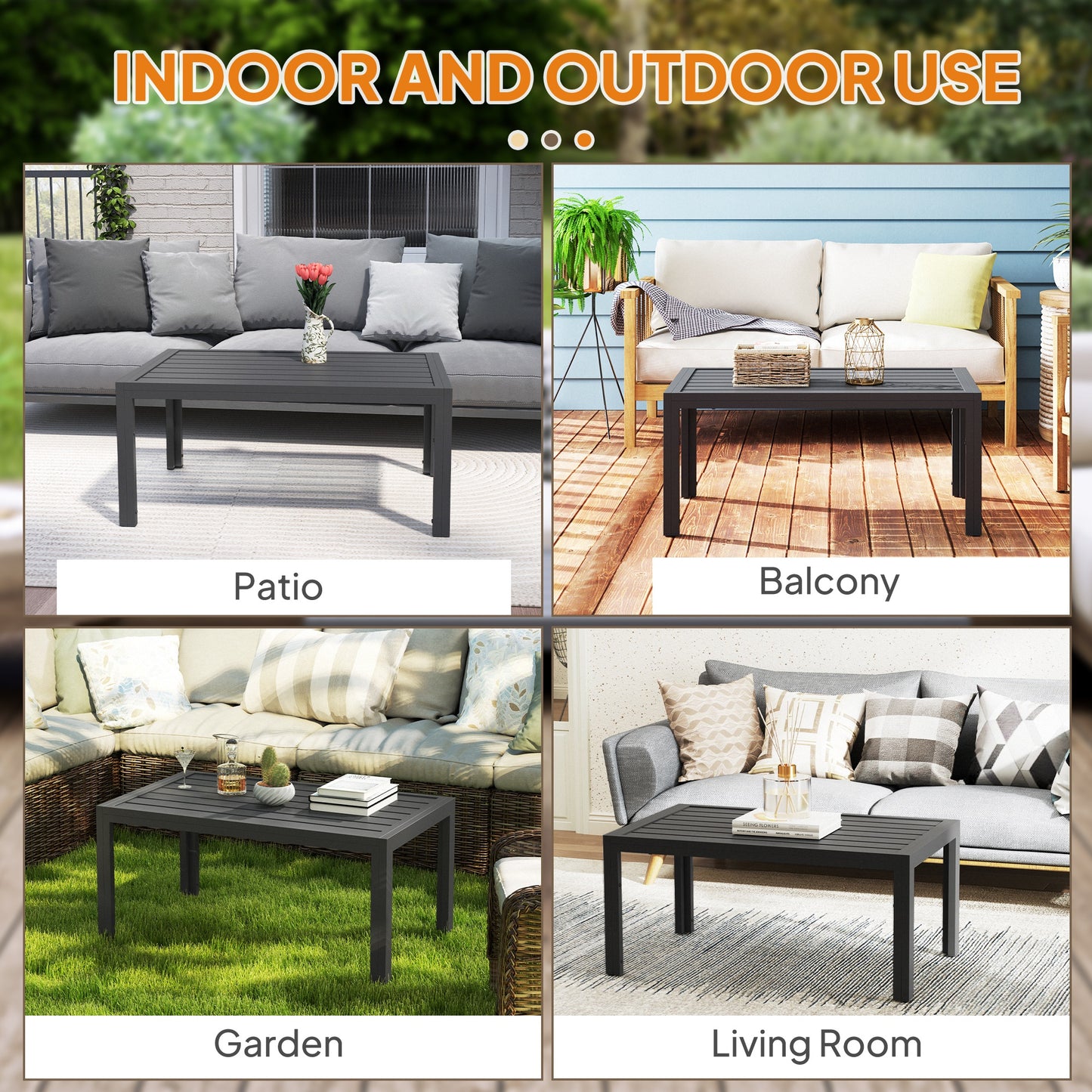 Outdoor Side Table, Rectangular Patio Coffee Side Table