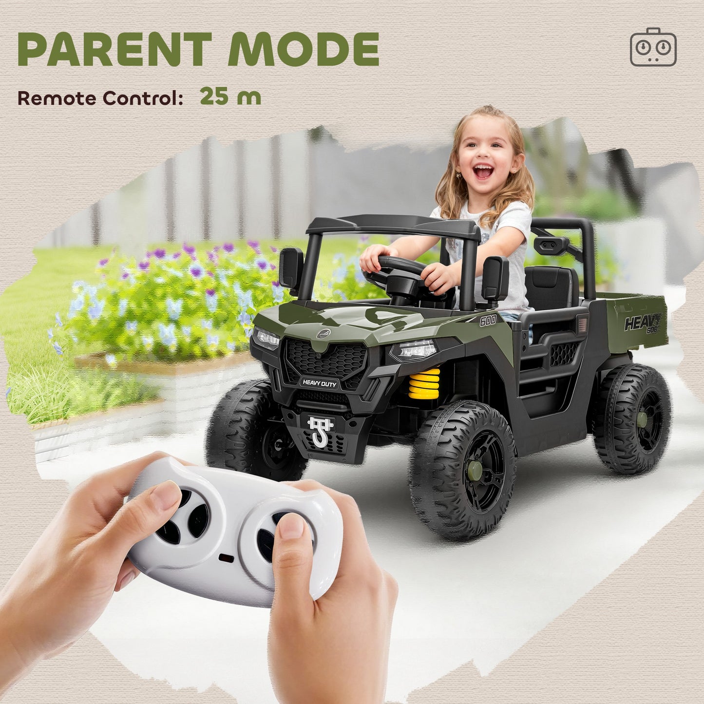 Kids Ride on Car, 12V Electric Kids UTV with Electric Dump Bed