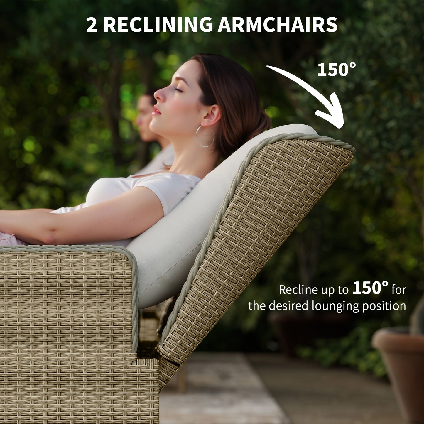 Five-Piece Reclining Rattan Chair Set