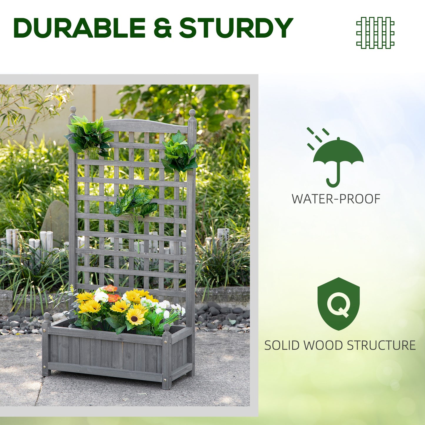 Garden Planters with Trellis for Climbing Vines (1)