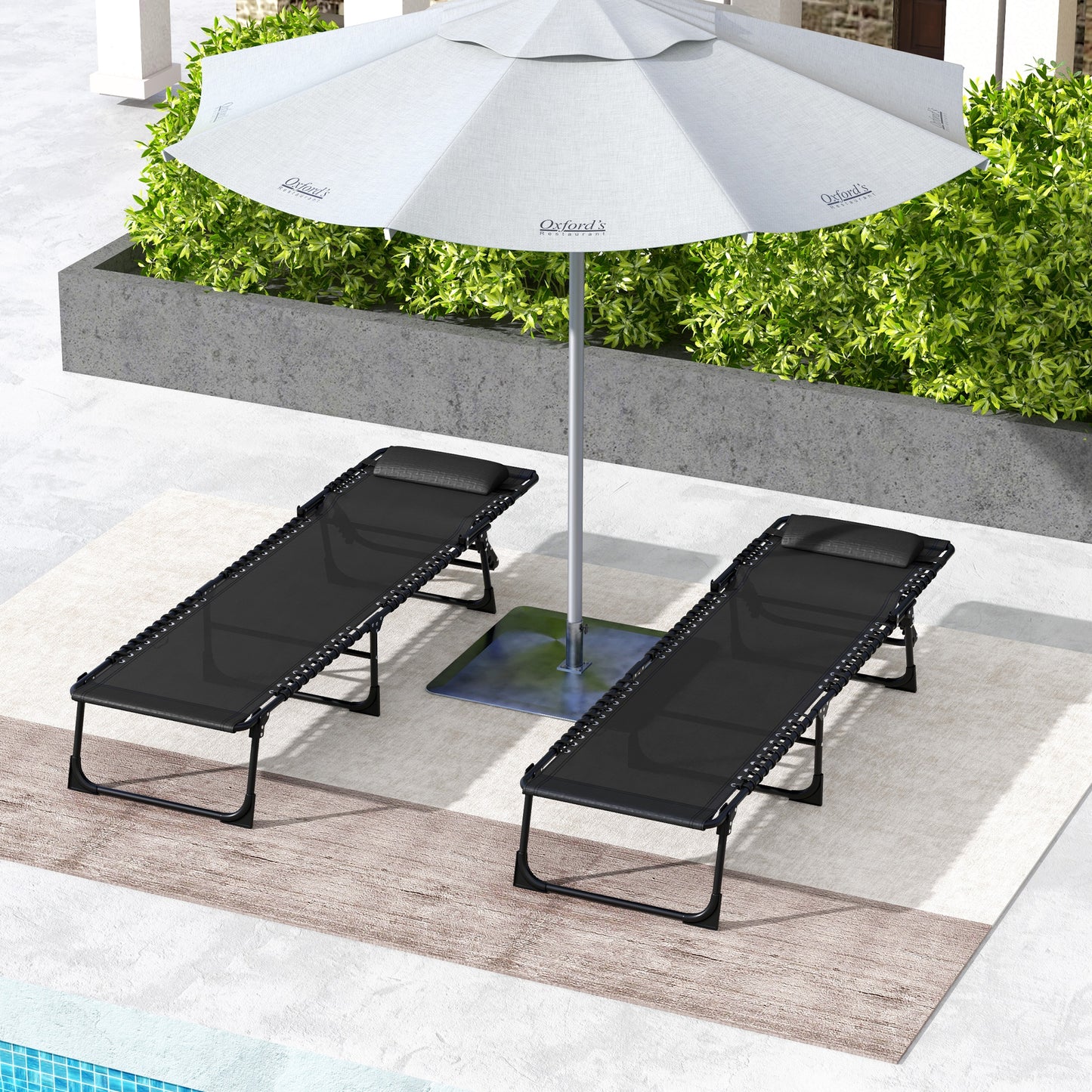 Set of Two Folding Sun Loungers, with Four-Position Backs