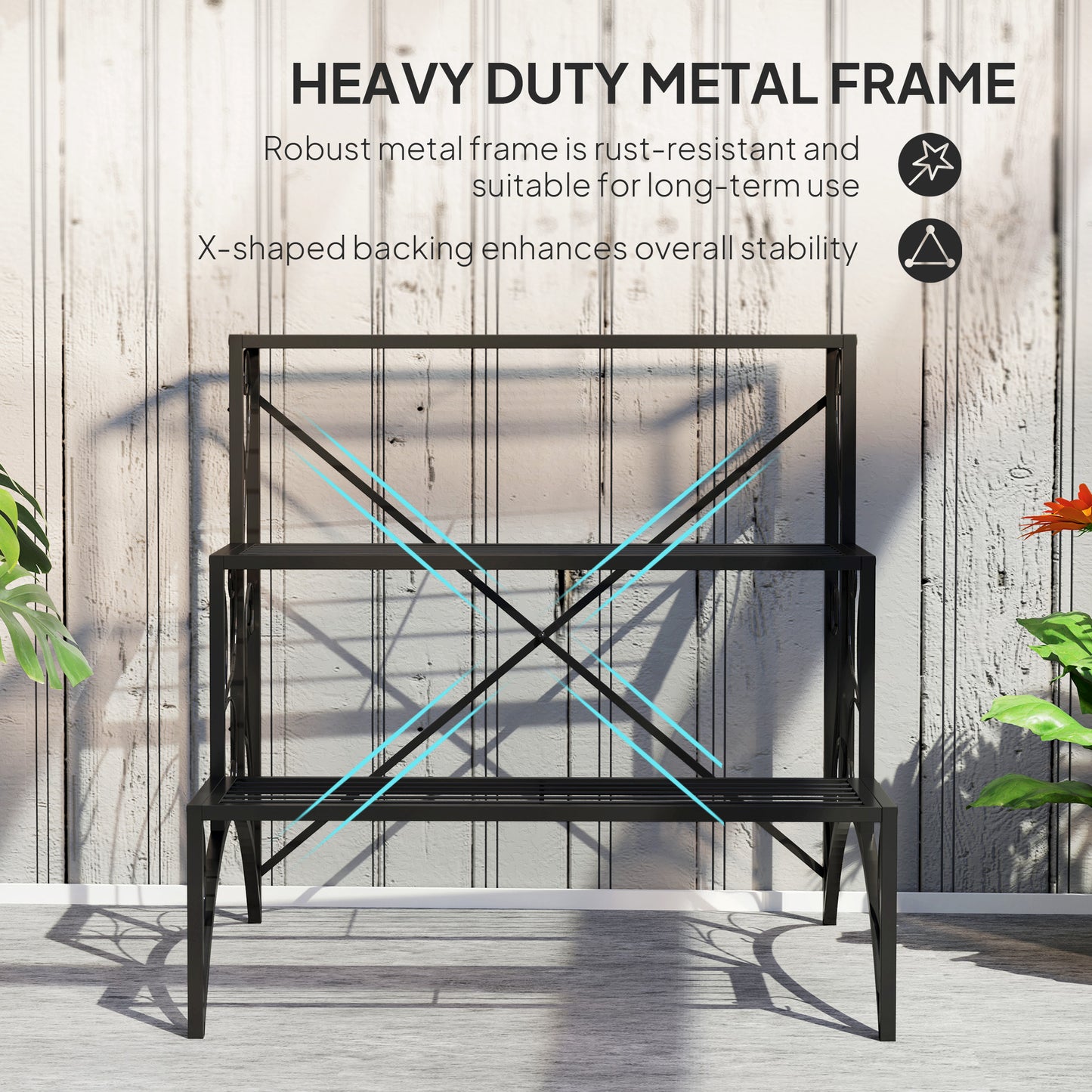 Three-Tier Decorative Metal Plant Stand