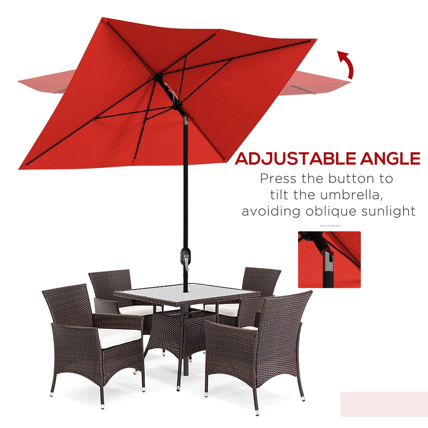 2 x 3 m Rectangular Parasol Umbrella