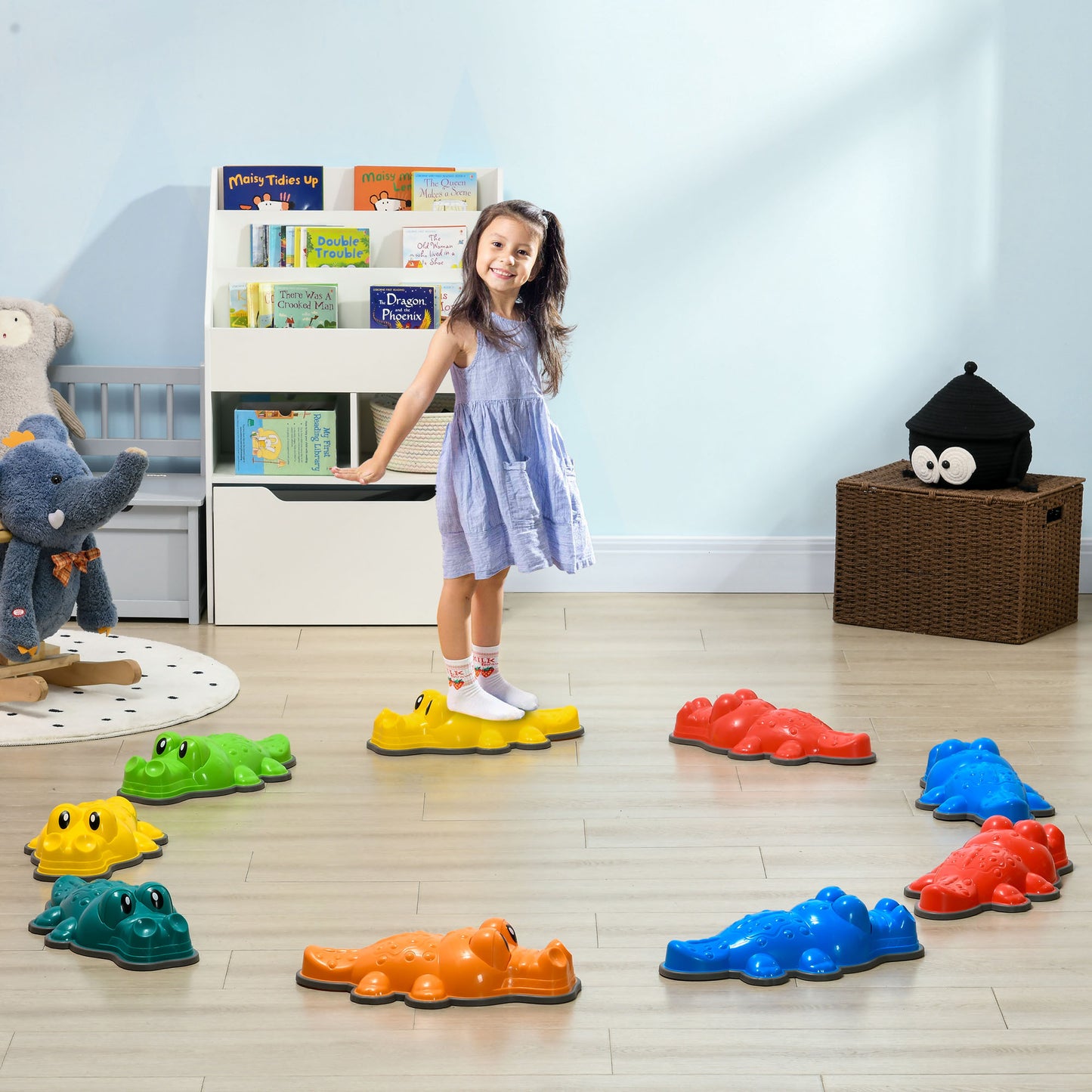 9PCs Kids Stepping Stones, Crocodile-Designed Sensory Toys
