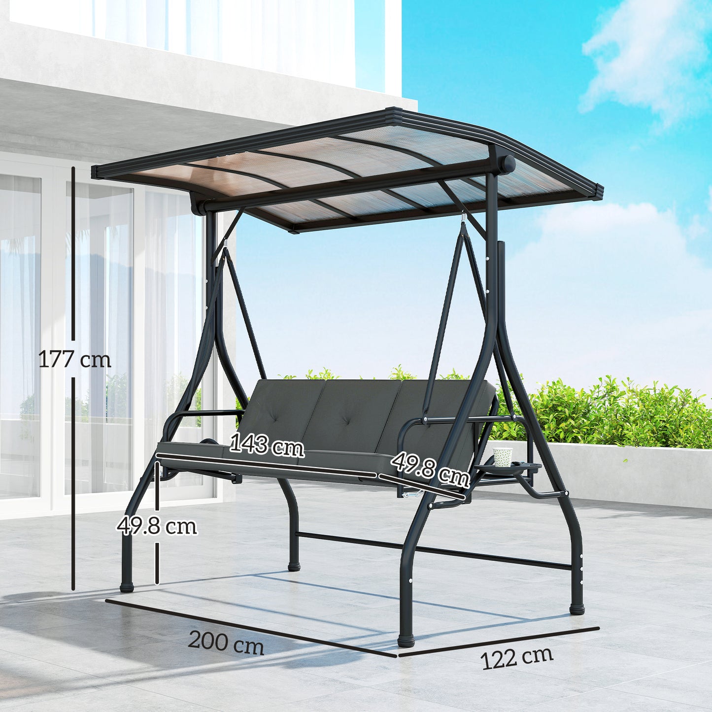 Convertible Three-Seater Swing Bench Bed