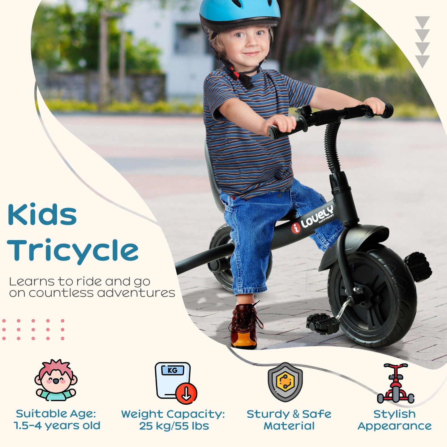 Baby Trike, Toddler Tricycle with Adjustable Seat