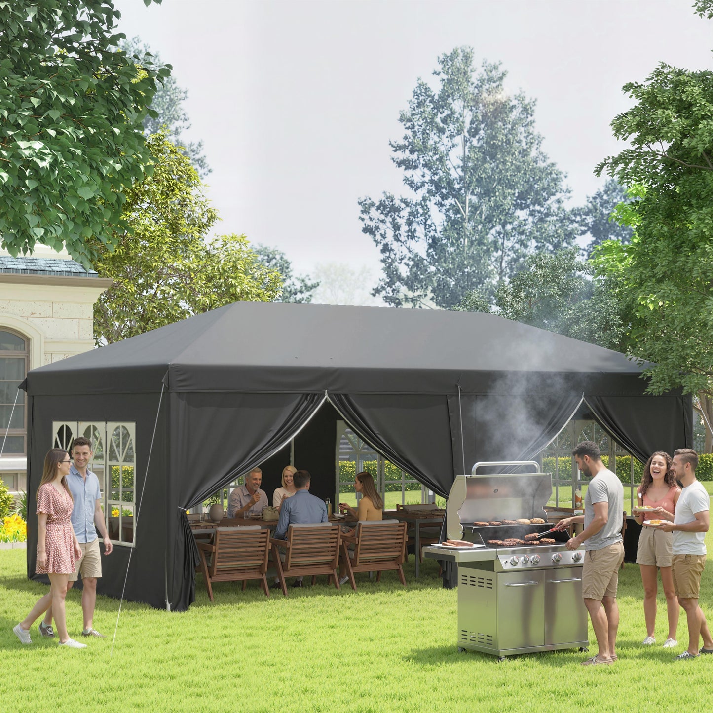 3 x 6 m Pop Up Gazebo with Sides and Windows