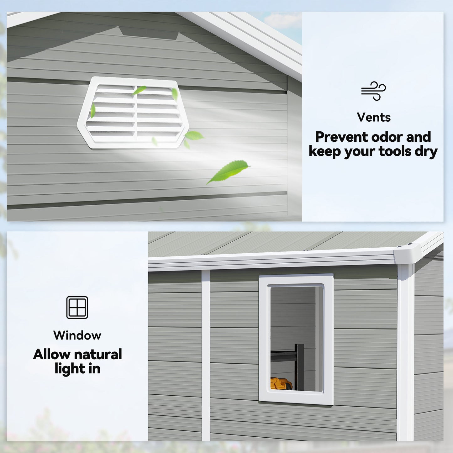 7.9ft x 6.2ft Aluminium Frame Rust Resistance Waterproof Shed