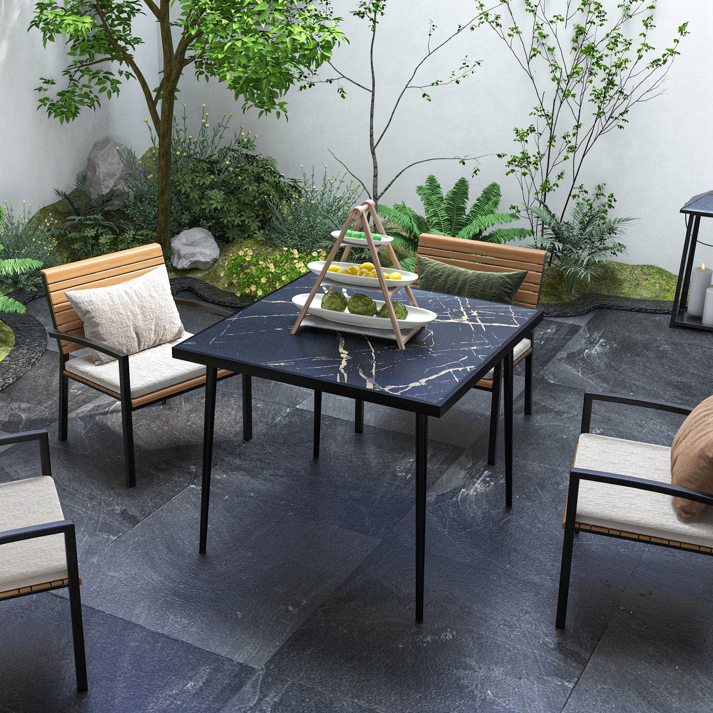 Square Garden Table, Outdoor Dining Table for 4