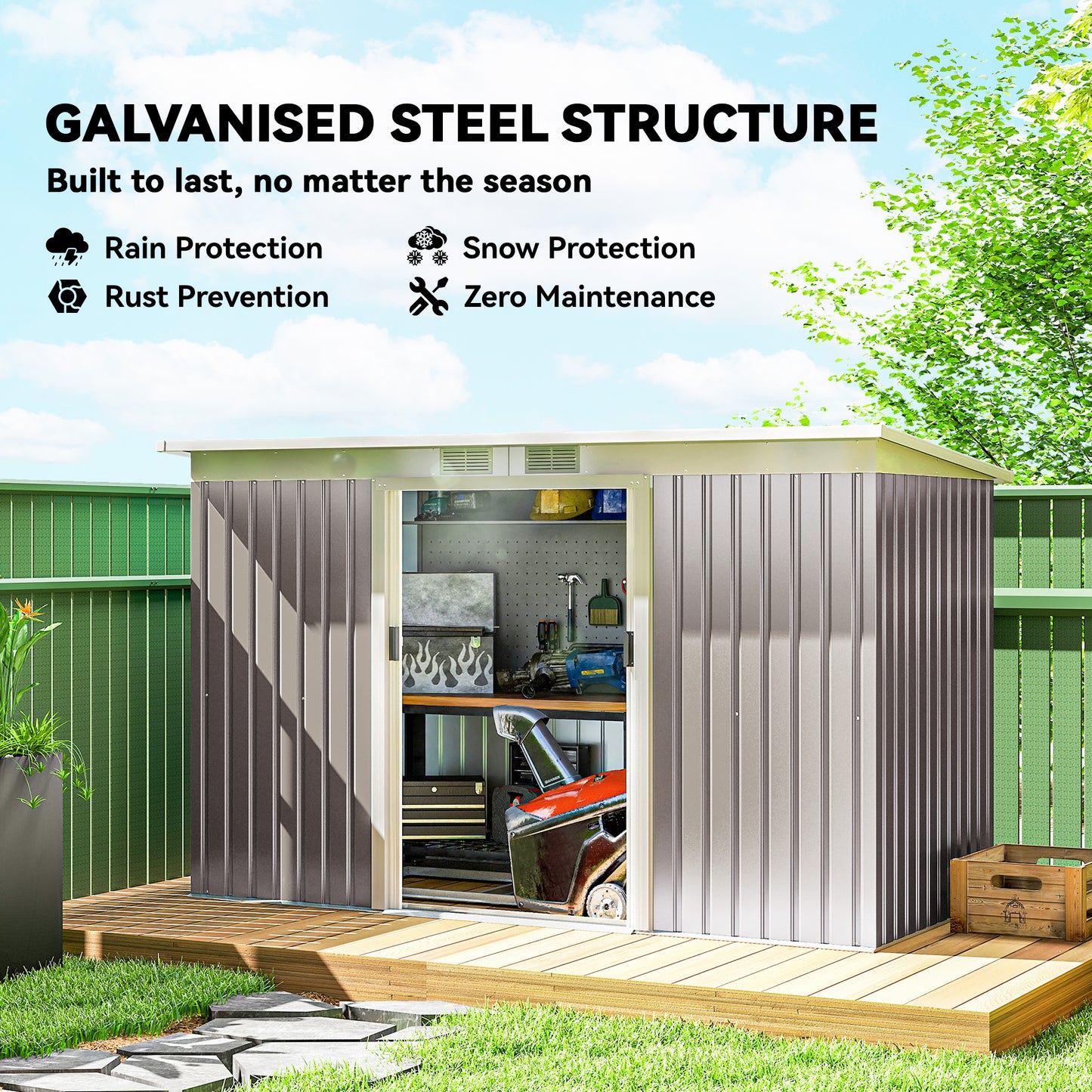 Corrugated Garden Metal Storage Shed Outdoor Equipment Tool Box