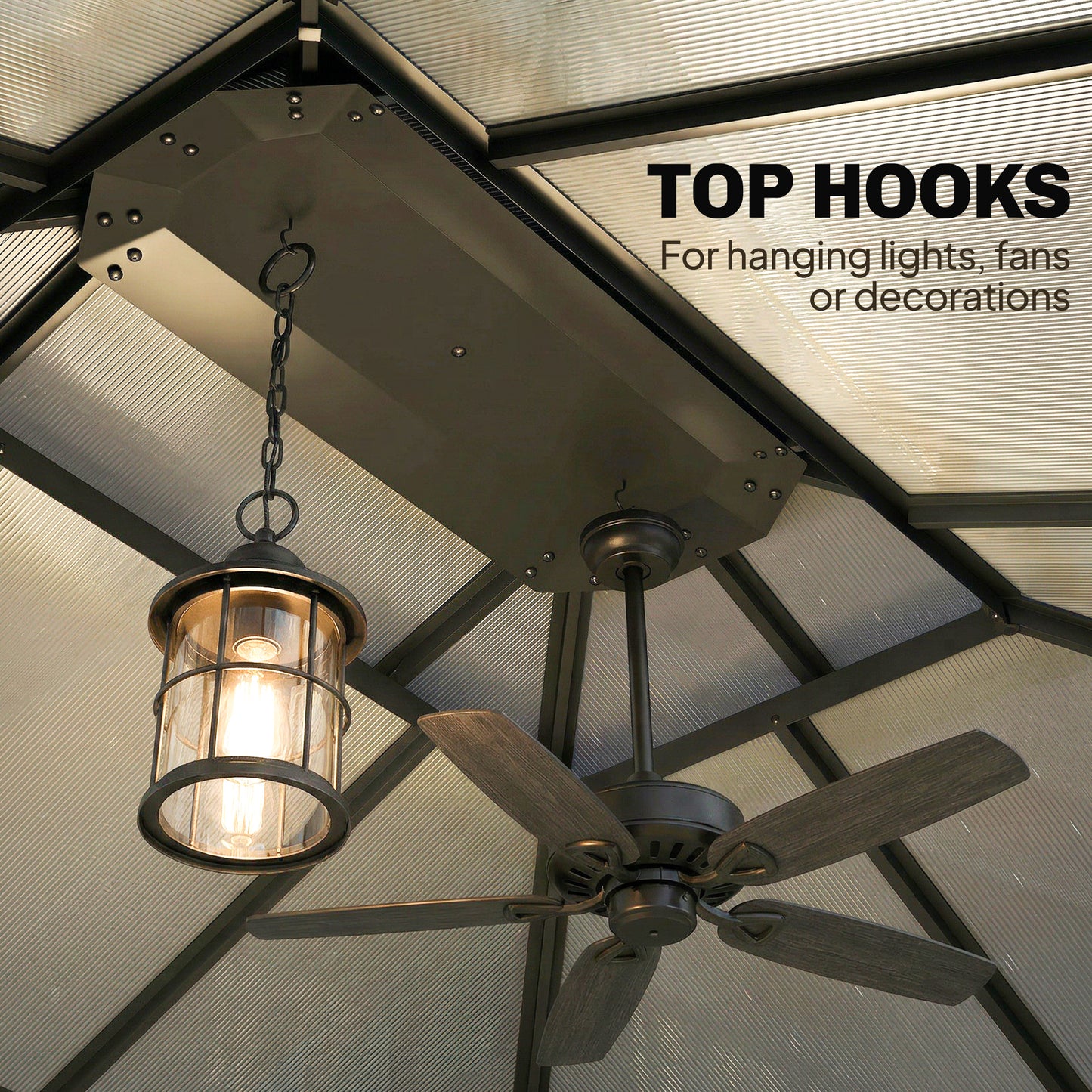 3 x 3.6 m Outdoor Hardtop Gazebo Canopy with 2-Tier Roof