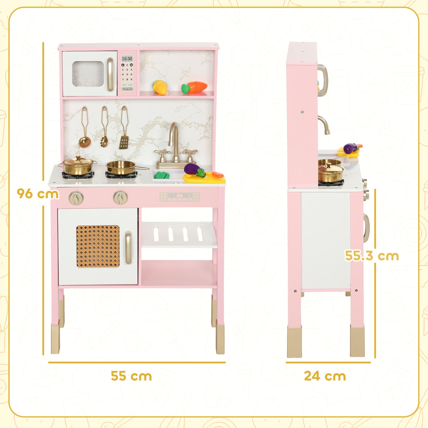 Kitchen Playset with Pretend Play Cooking Accessories
