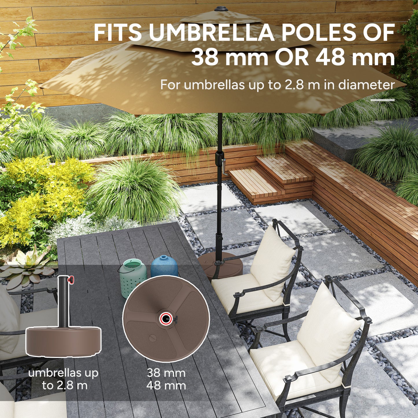 Round Garden Parasol Base, Garden Umbrella Stand Heavy Duty Parasol